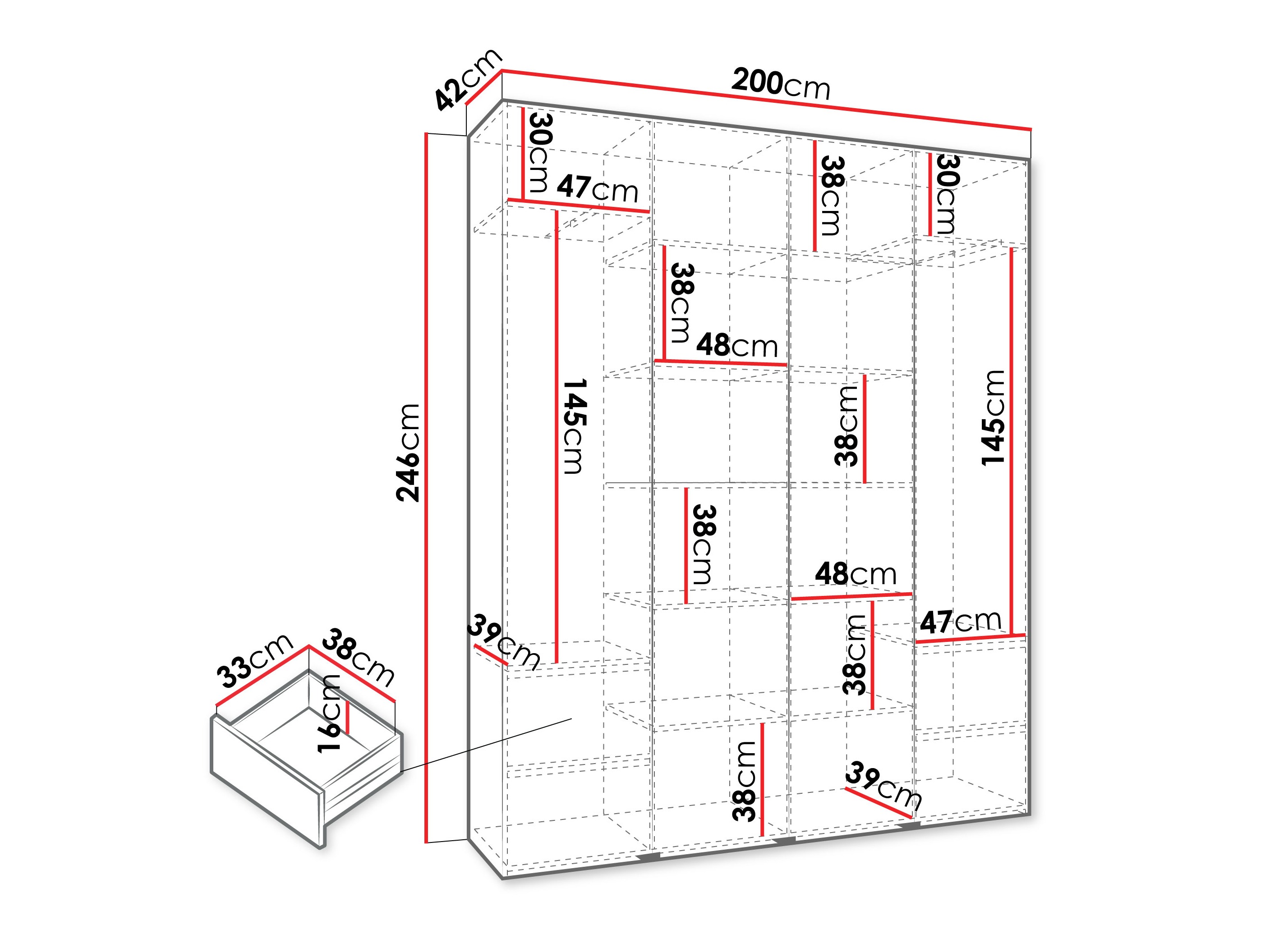 Riidekapp Hartford 574 (Valge)