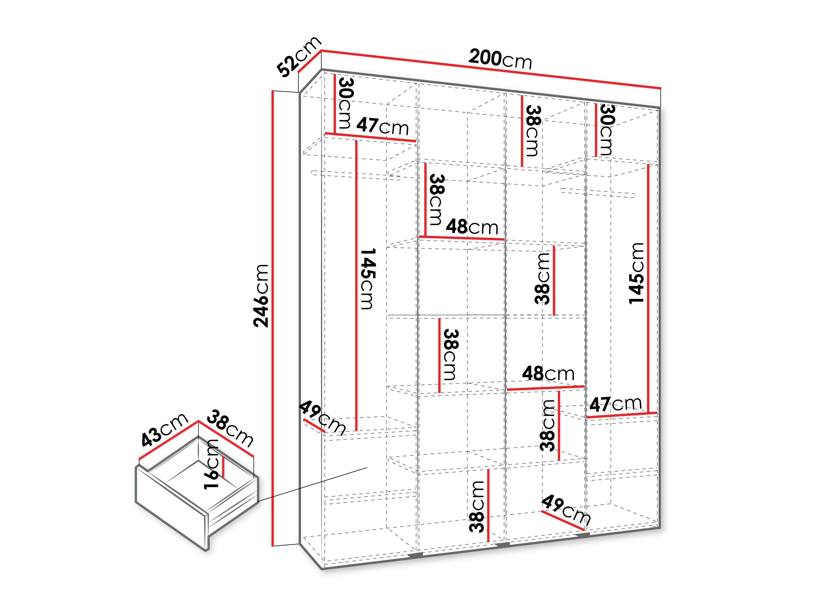 Riidekapp Hartford 574 (Valge)