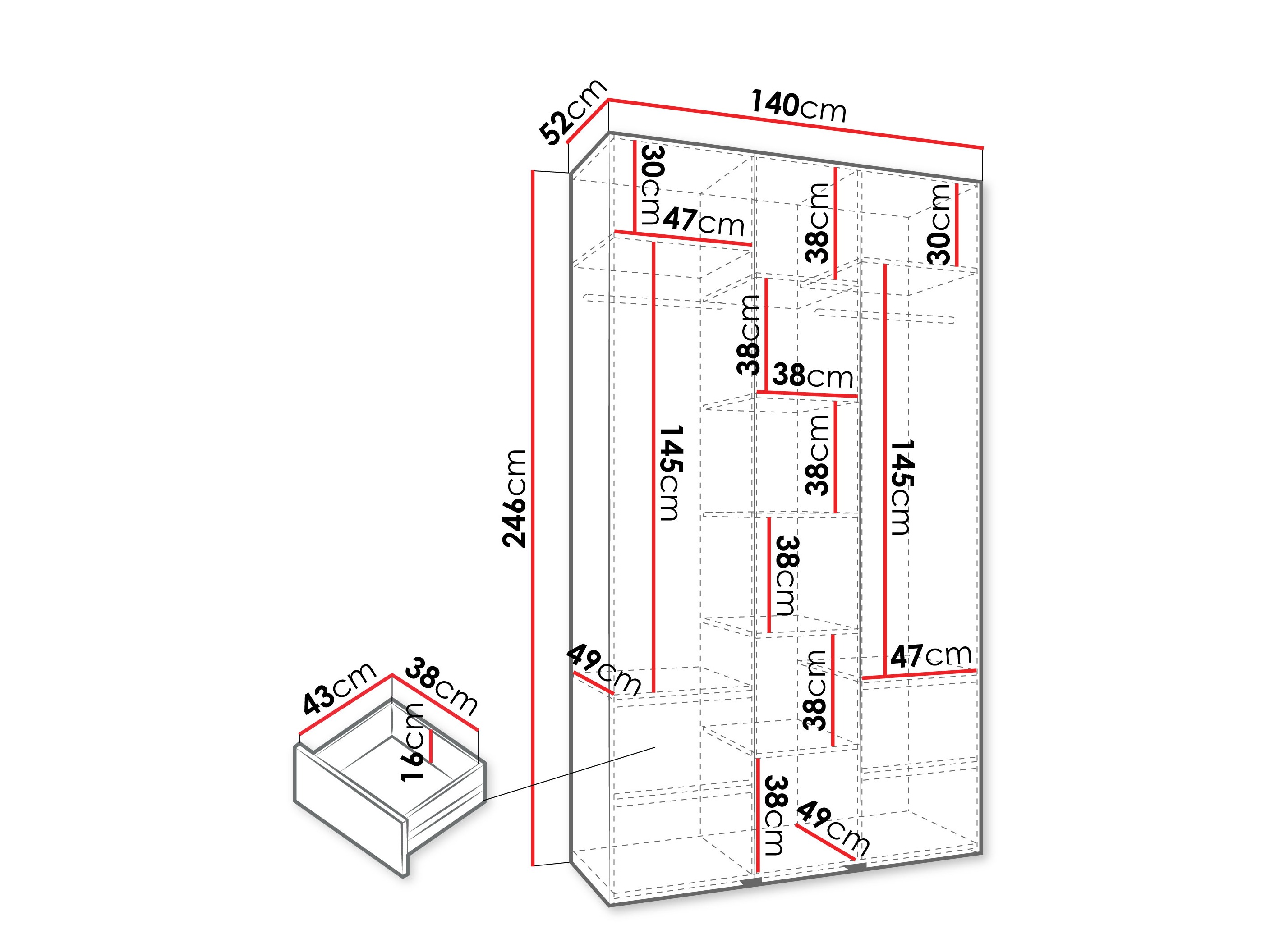 Riidekapp Hartford 544 (Kašmiir)