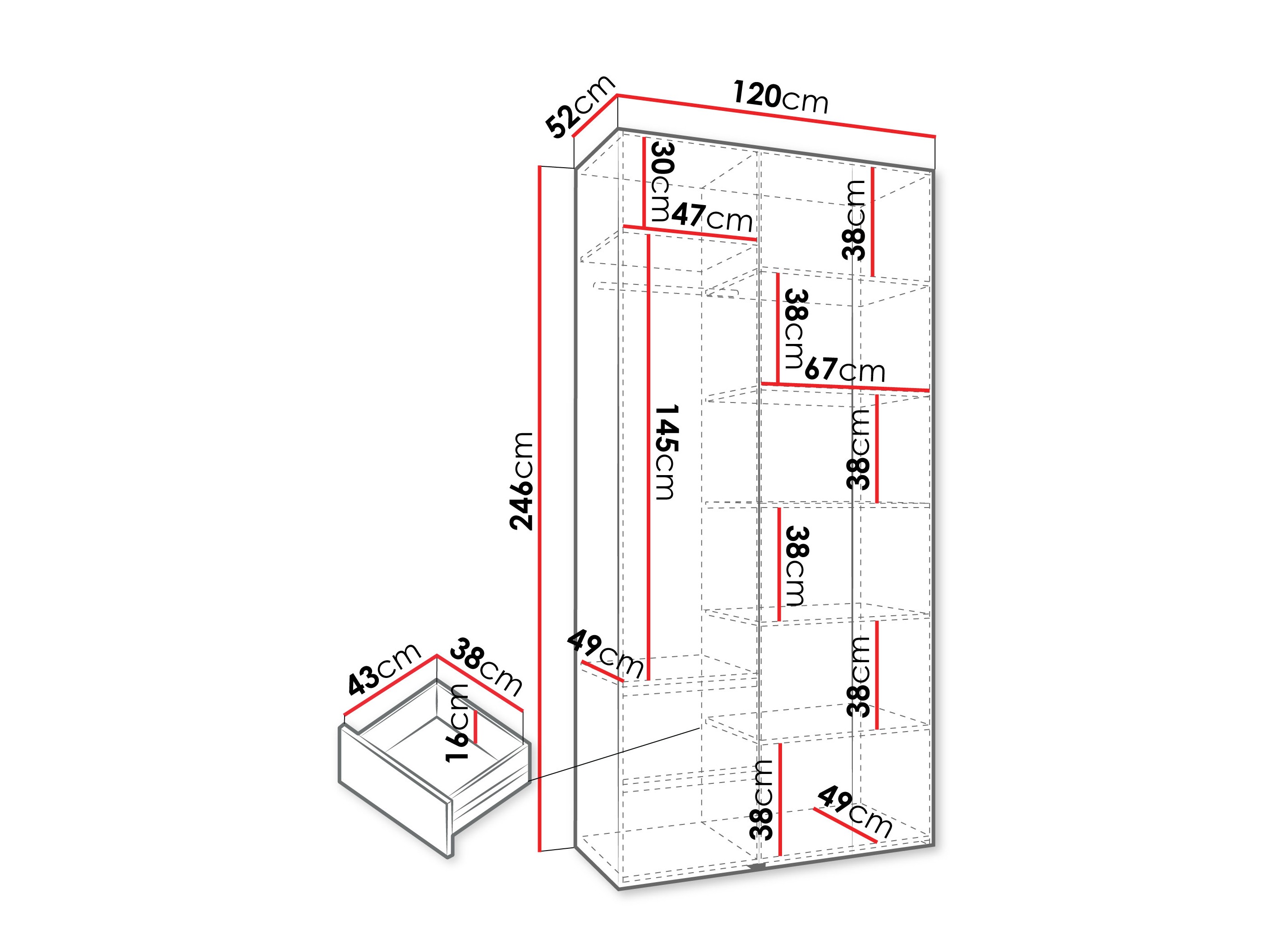 Riidekapp Hartford 544 (Valge)