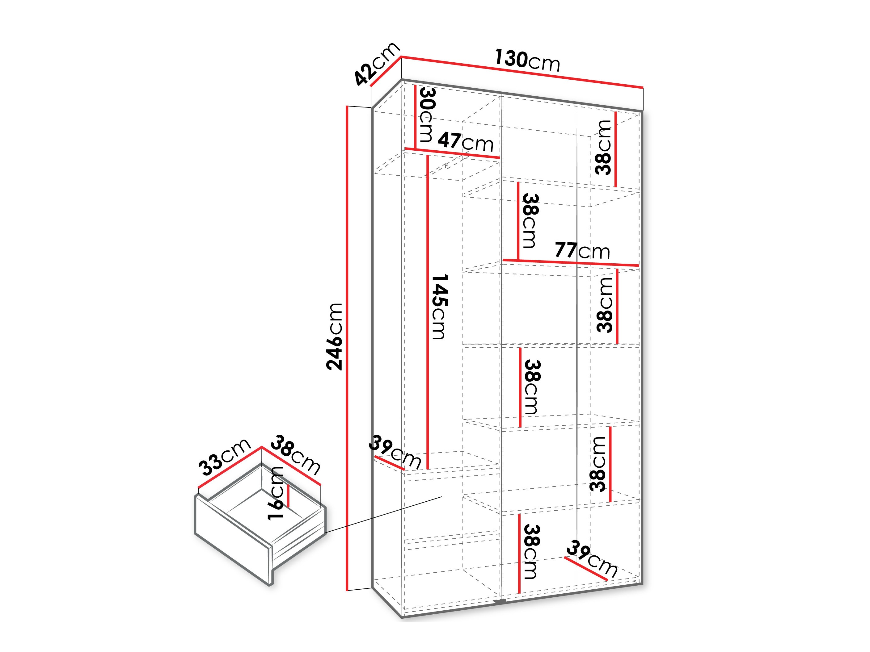 Riidekapp Hartford 544 (Valge)
