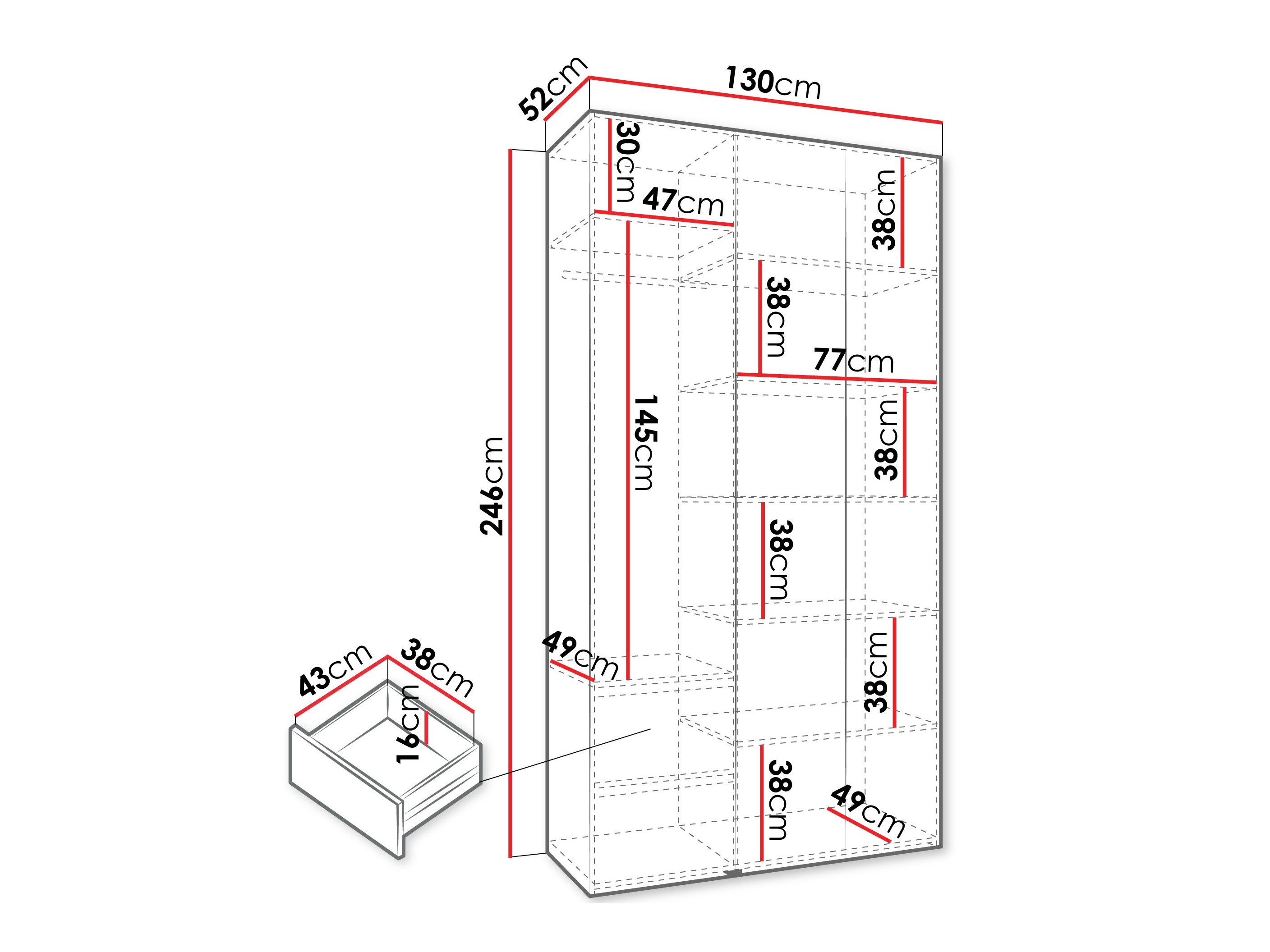 Riidekapp Hartford 544 (Valge)