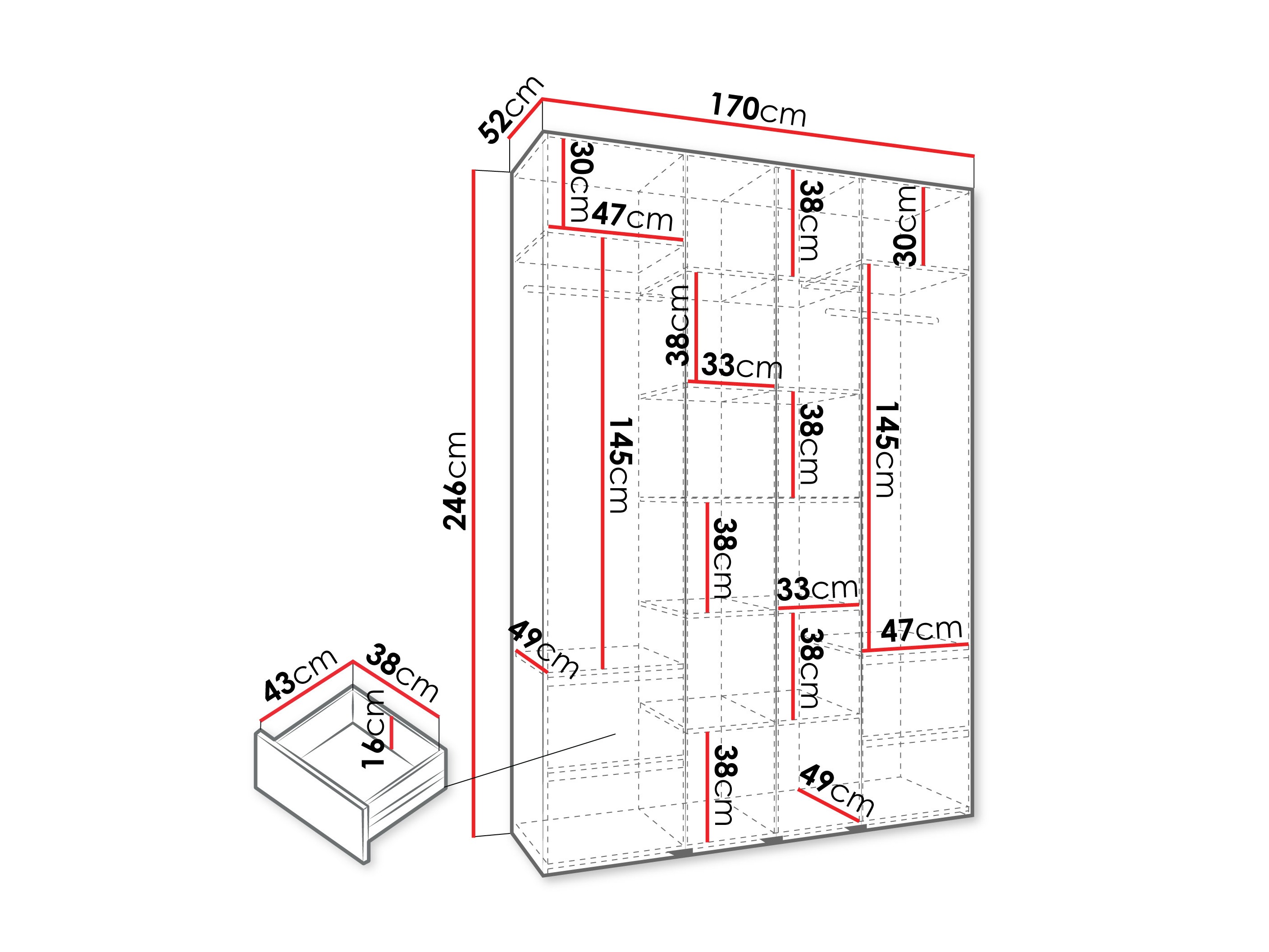 Riidekapp Hartford 554 (Kašmiir)