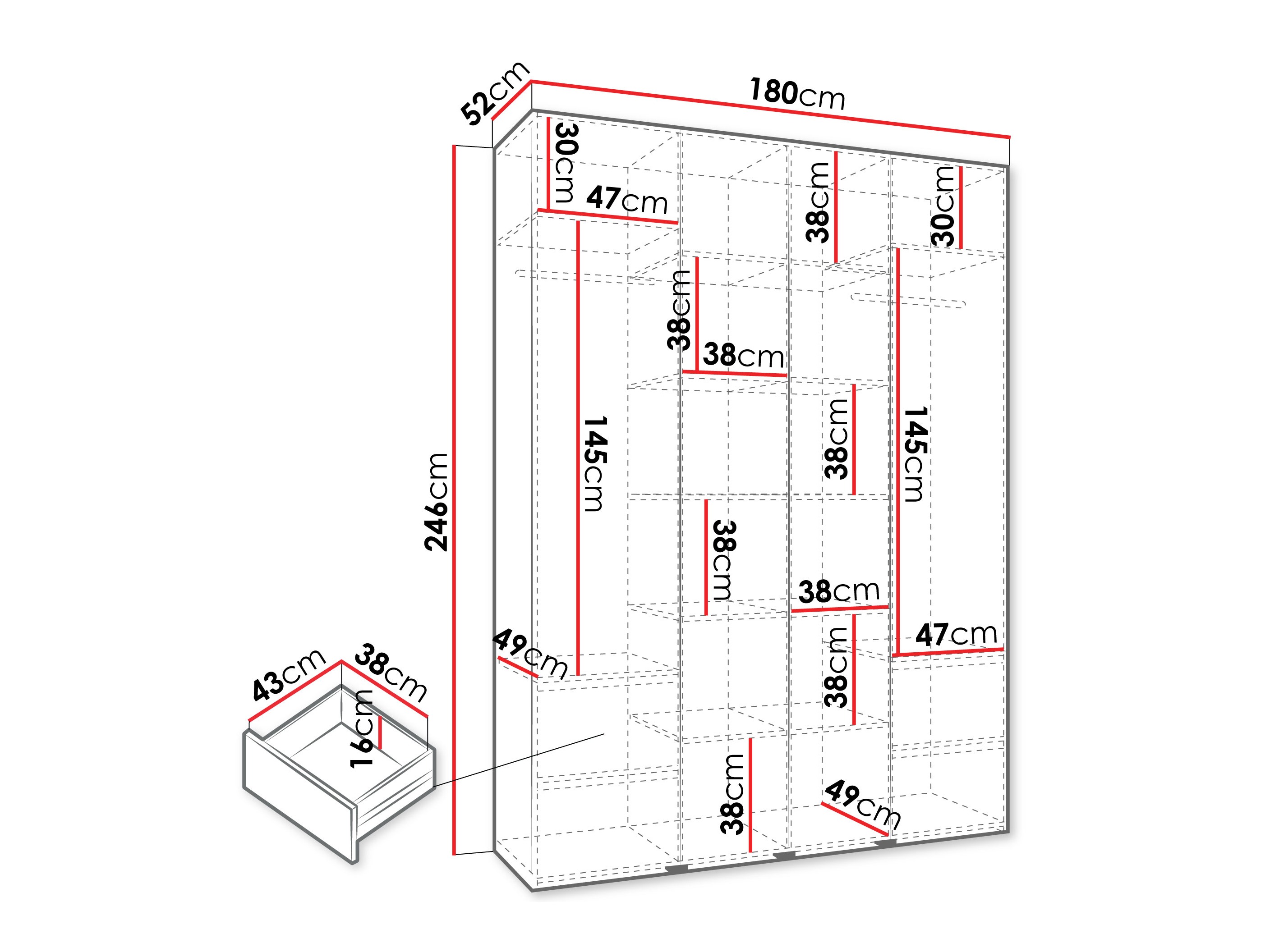 Riidekapp Hartford 554 (Kašmiir)