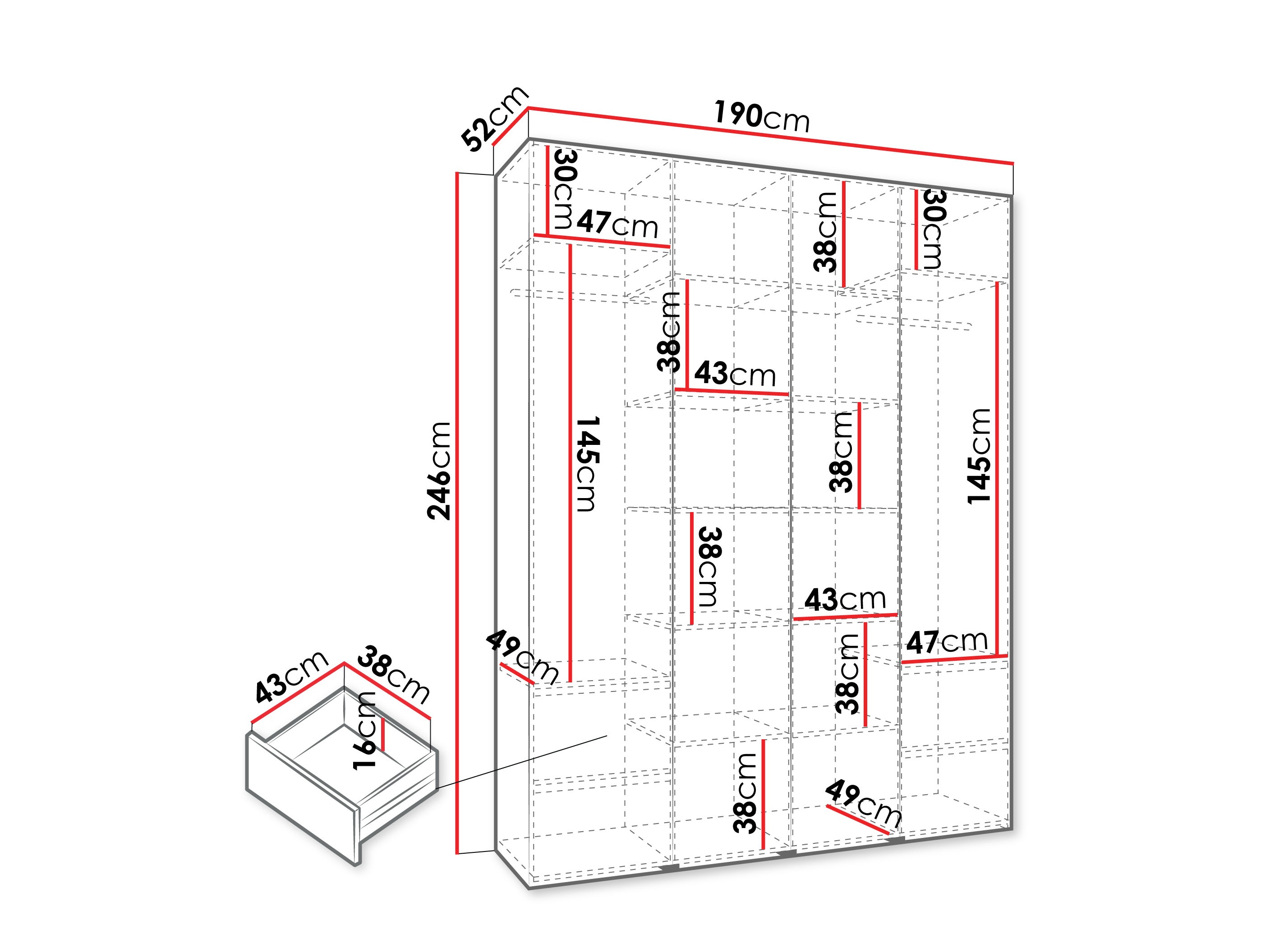 Riidekapp Hartford 554 (Kašmiir)