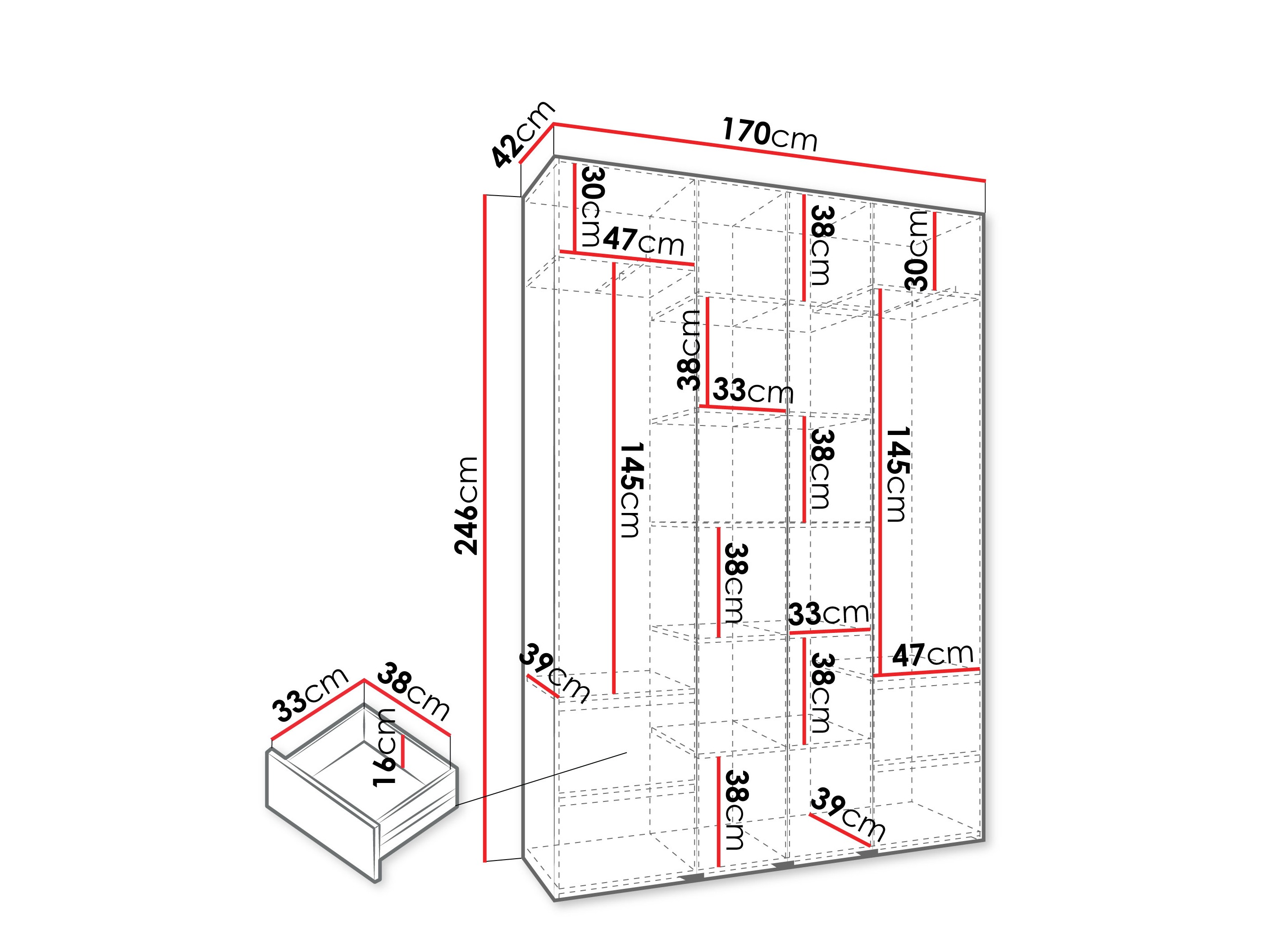 Riidekapp Hartford 554 (Valge)
