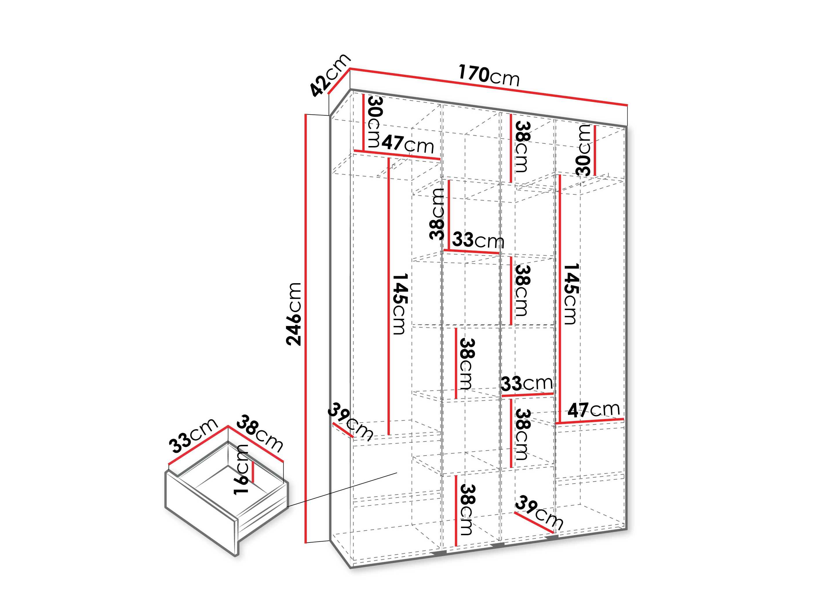 Riidekapp Hartford 554 (Valge)