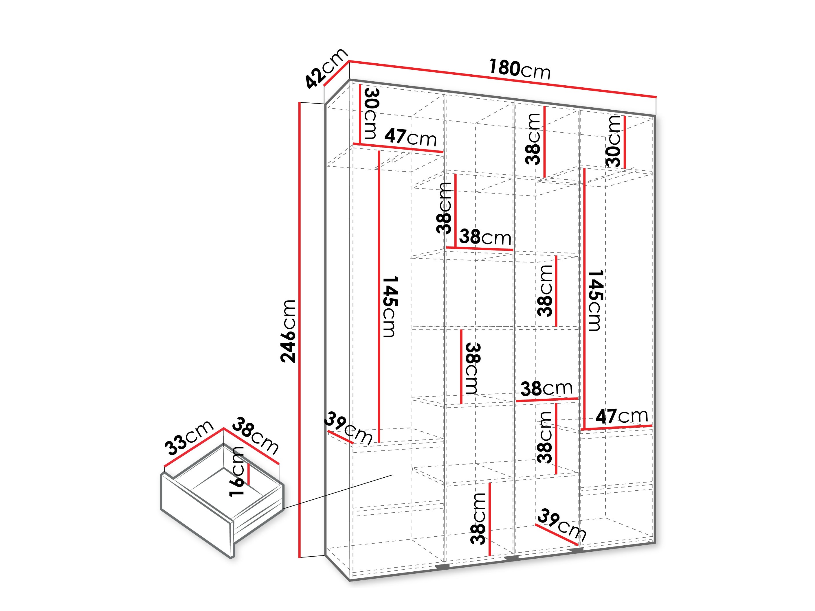 Riidekapp Hartford 554 (Valge)