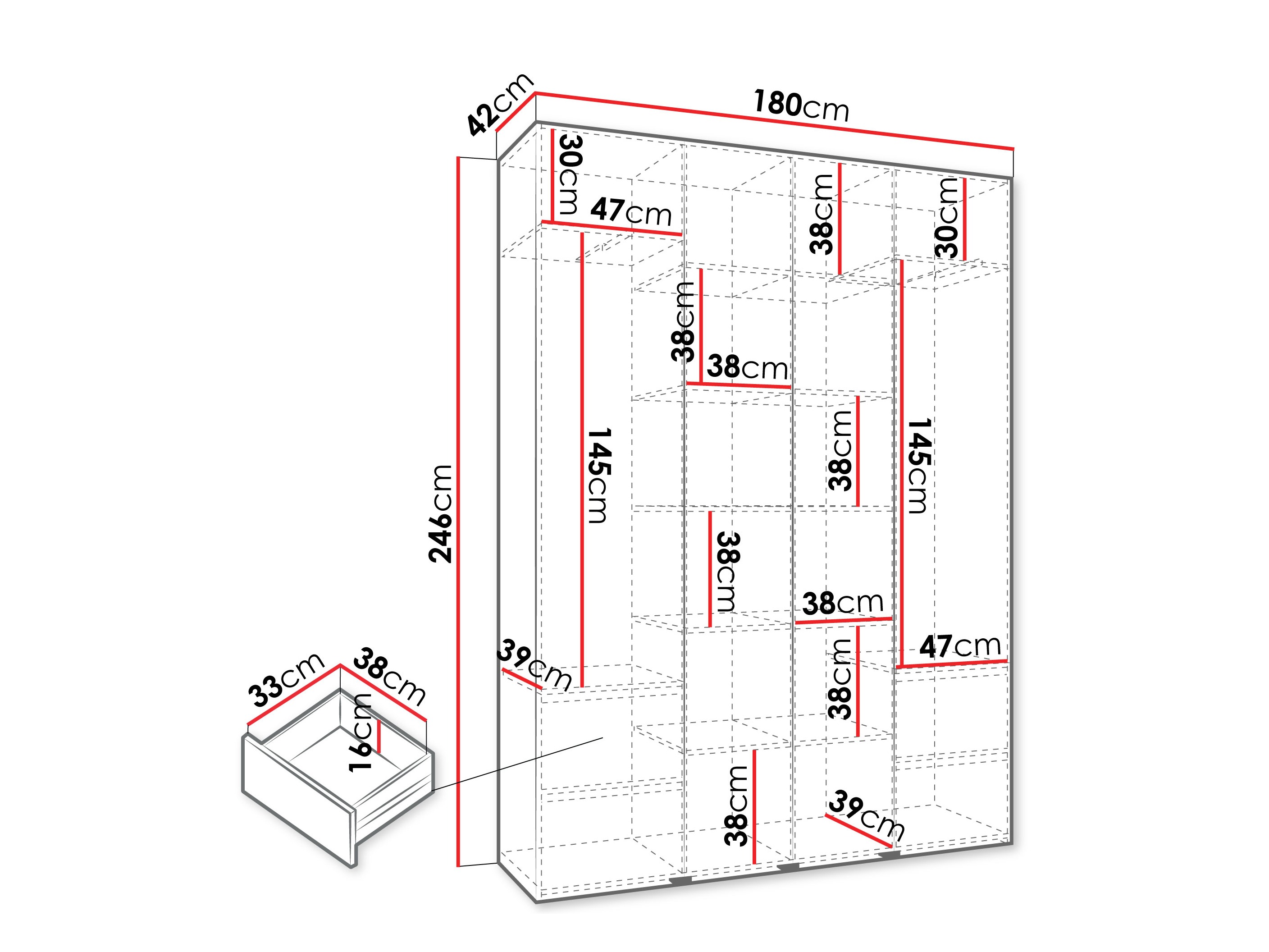 Riidekapp Hartford 554 (Valge)