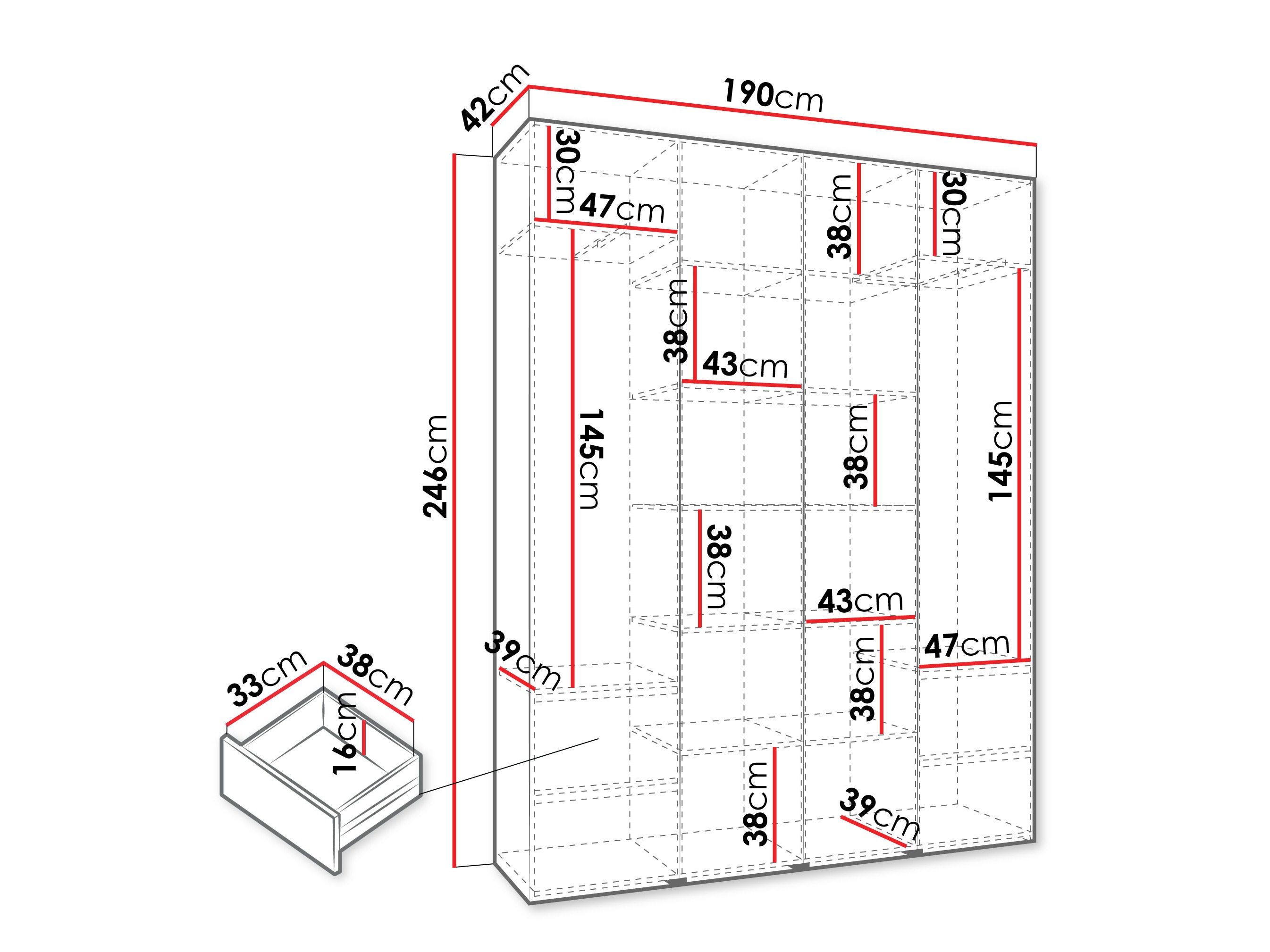 Riidekapp Hartford 554 (Valge)