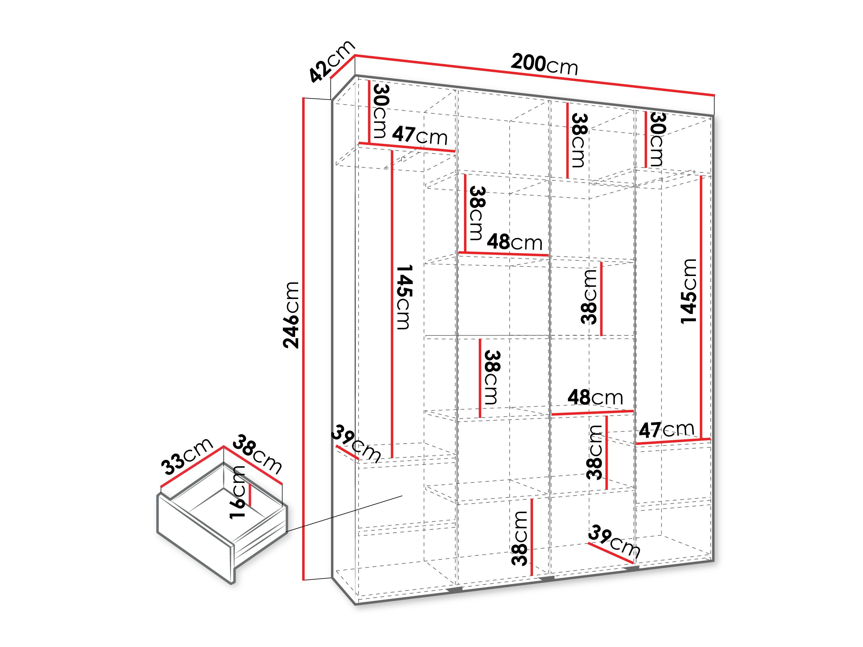 Riidekapp Hartford 554 (Valge)