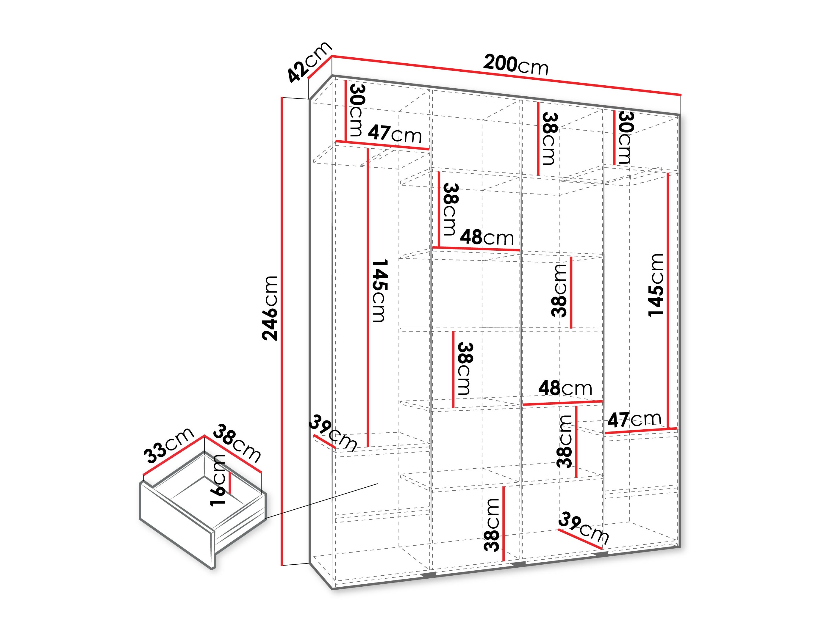 Riidekapp Hartford 554 (Valge)