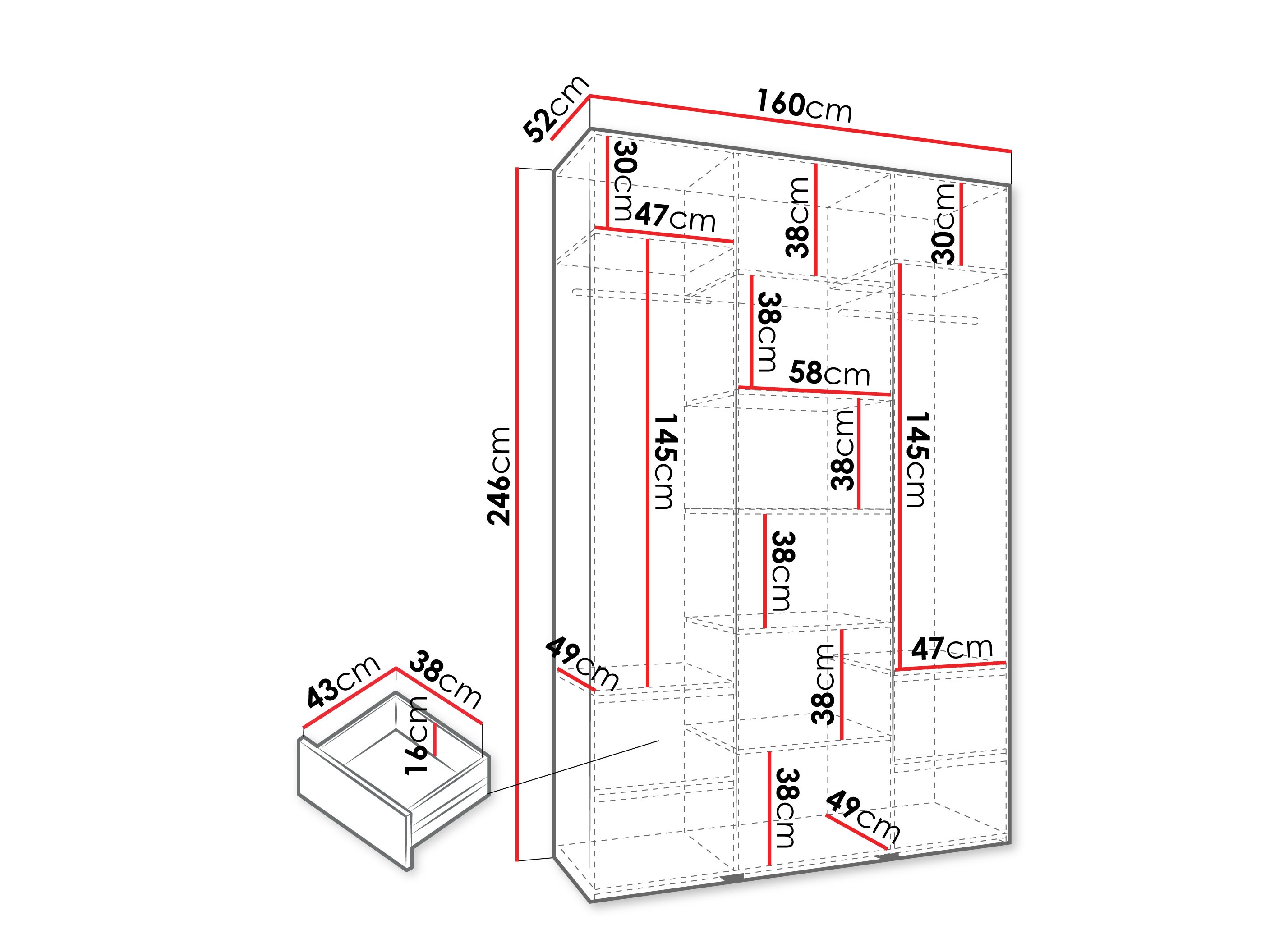 Riidekapp Hartford 544 (Kašmiir)