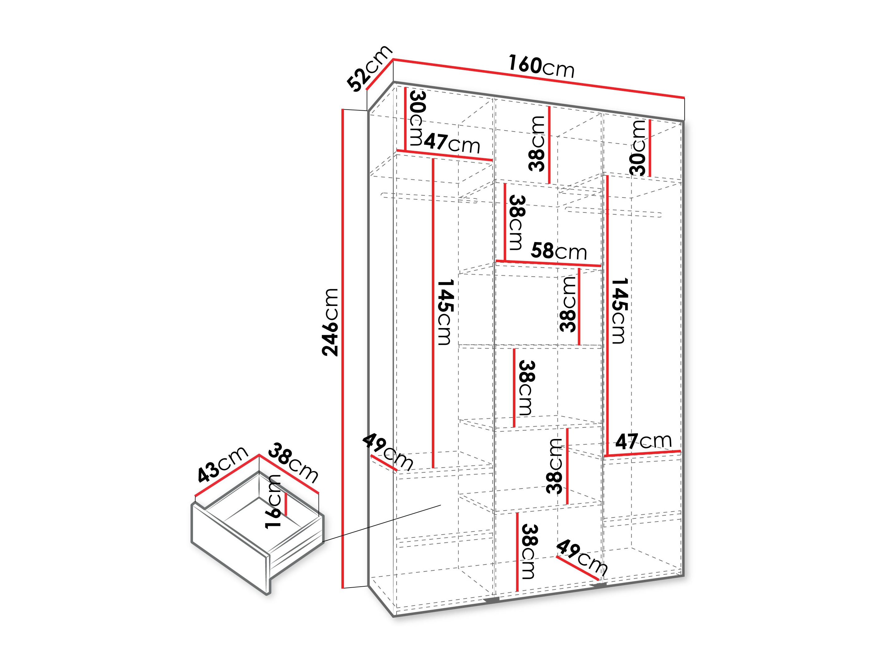 Riidekapp Hartford 544 (Kašmiir)