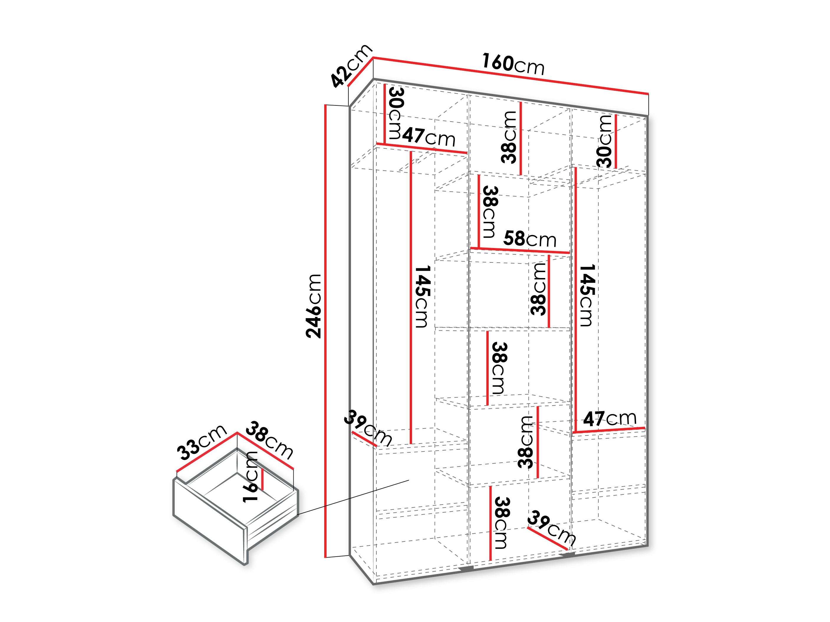 Riidekapp Hartford 544 (Valge)