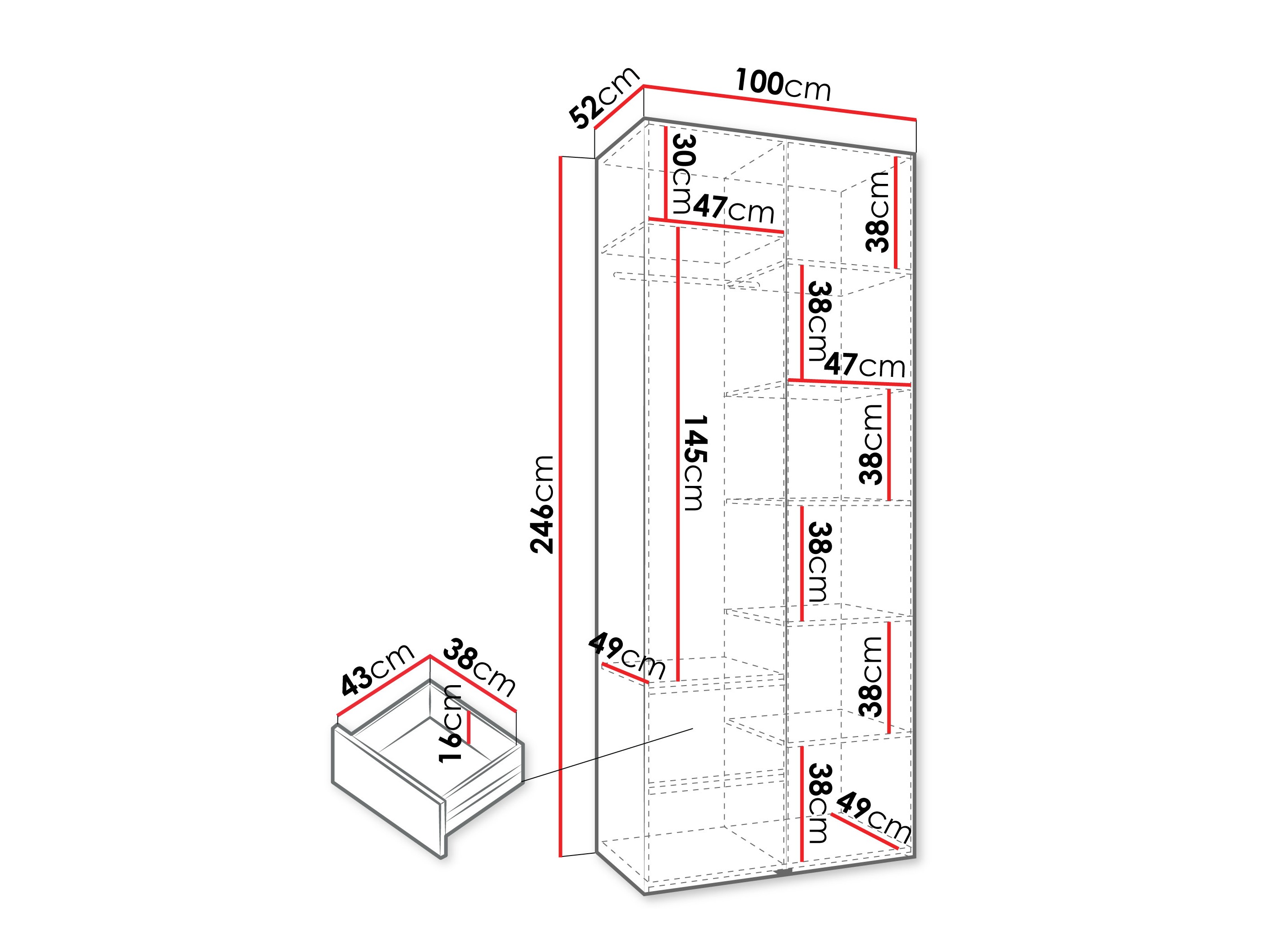Riidekapp Hartford 562 (Valge)