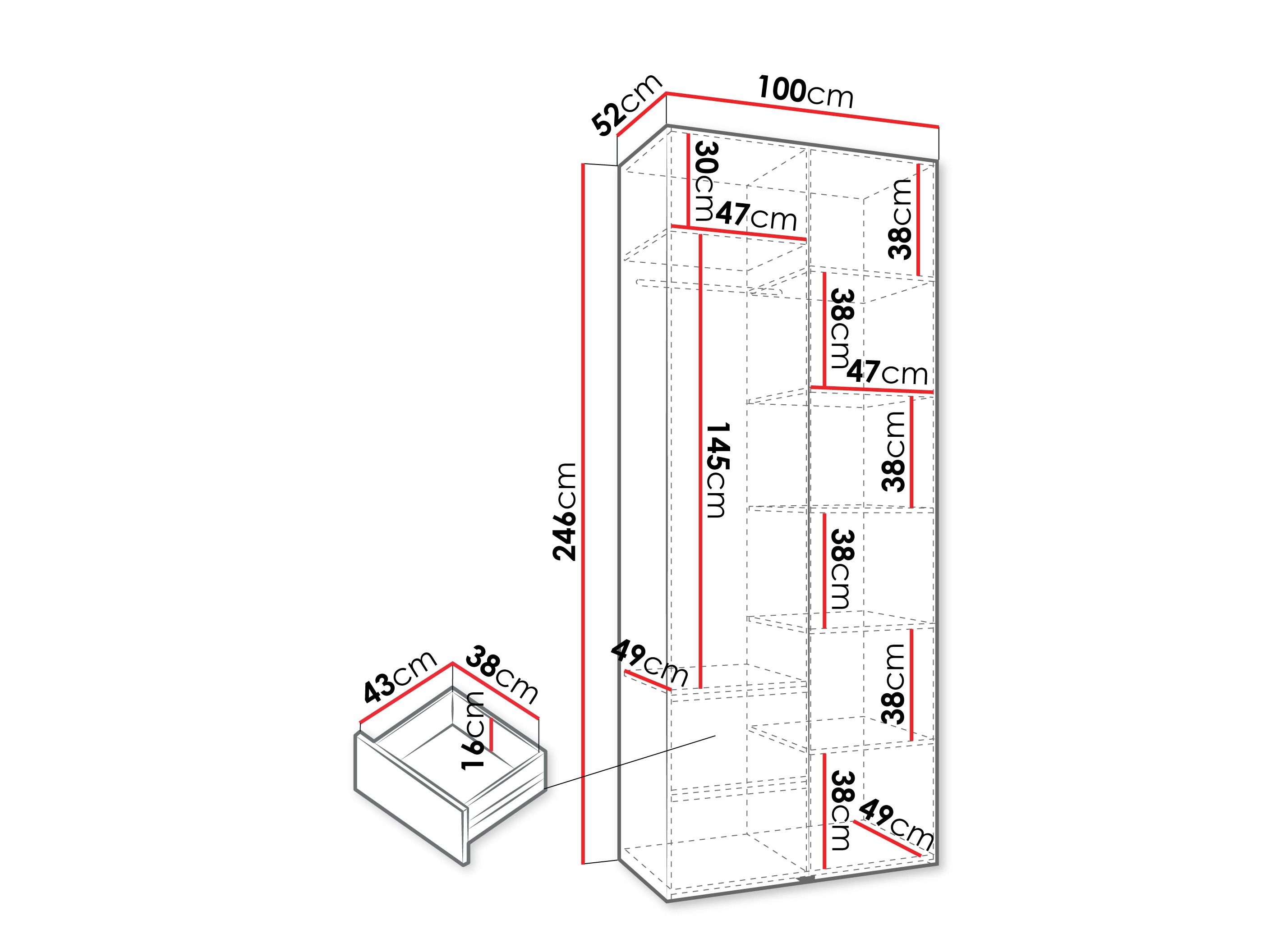 Riidekapp Hartford 562 (Valge)