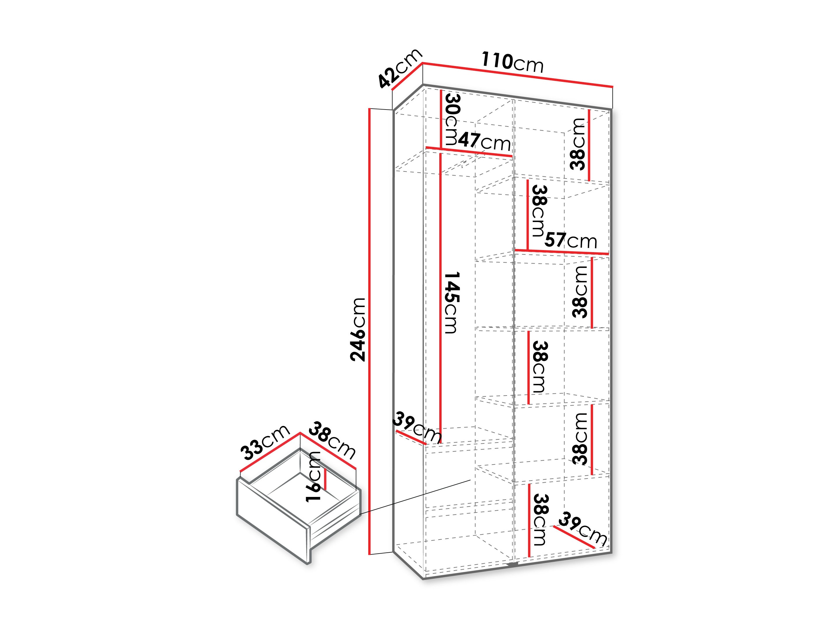Riidekapp Hartford 562 (Valge)