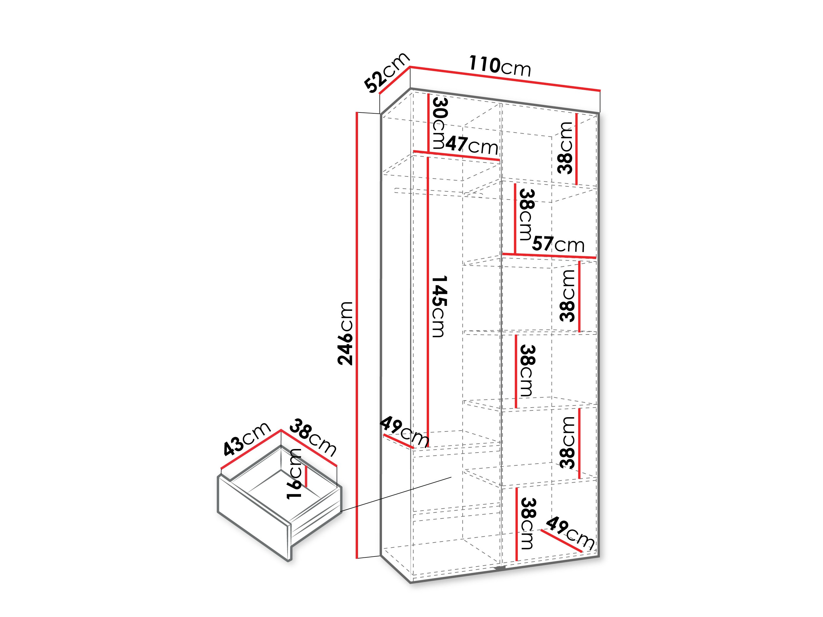 Riidekapp Hartford 562 (Valge)