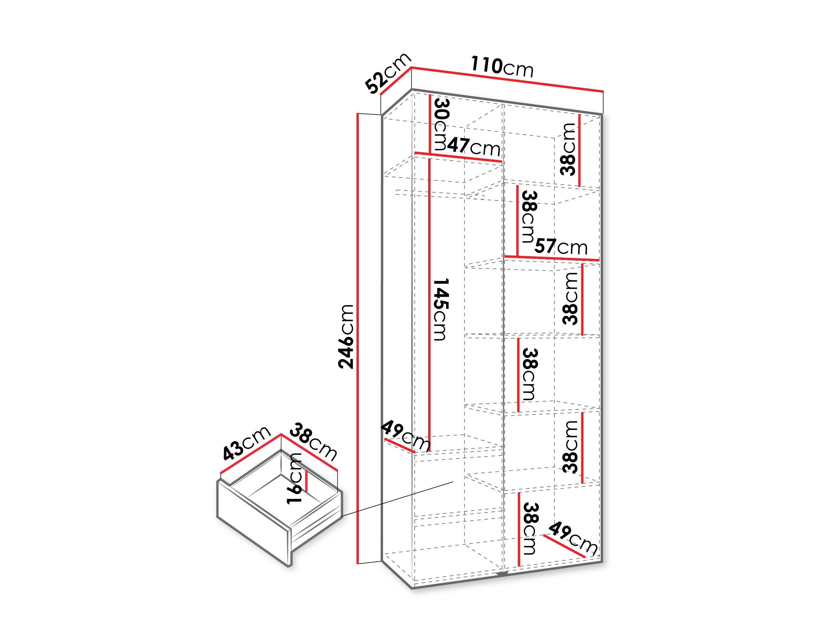 Riidekapp Hartford 562 (Valge)