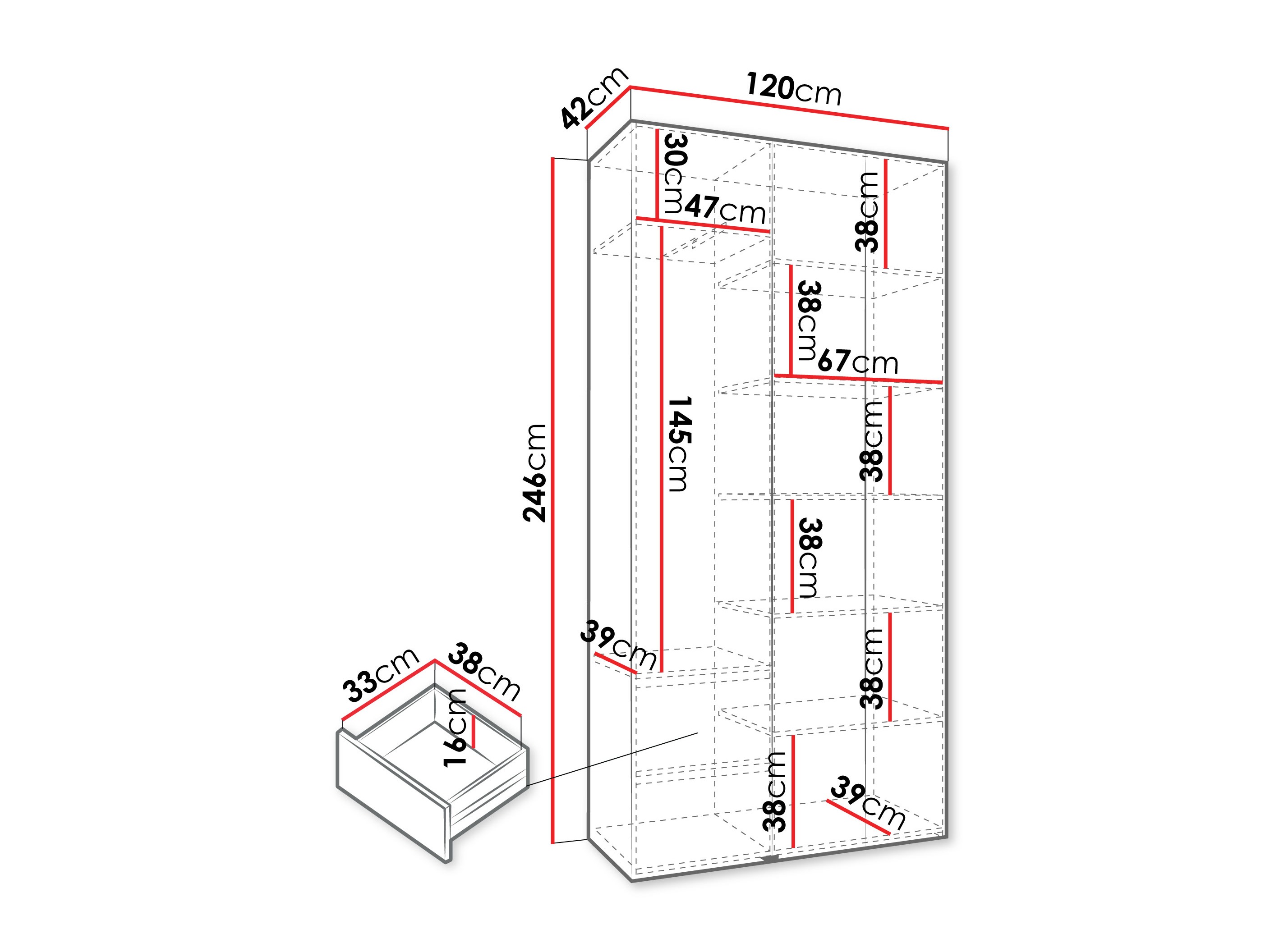 Riidekapp Hartford 563 (Valge)