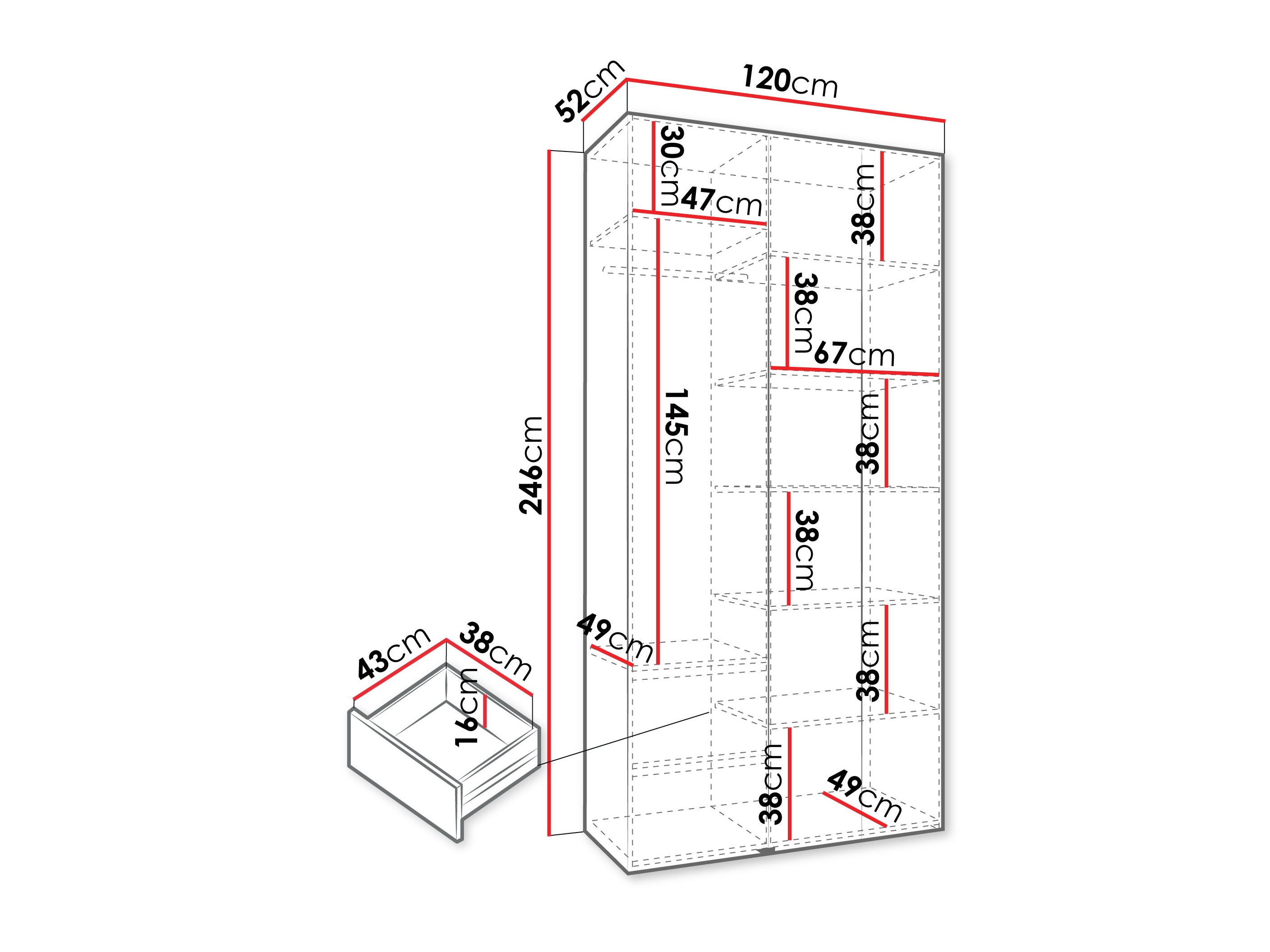Riidekapp Hartford 563 (Valge)