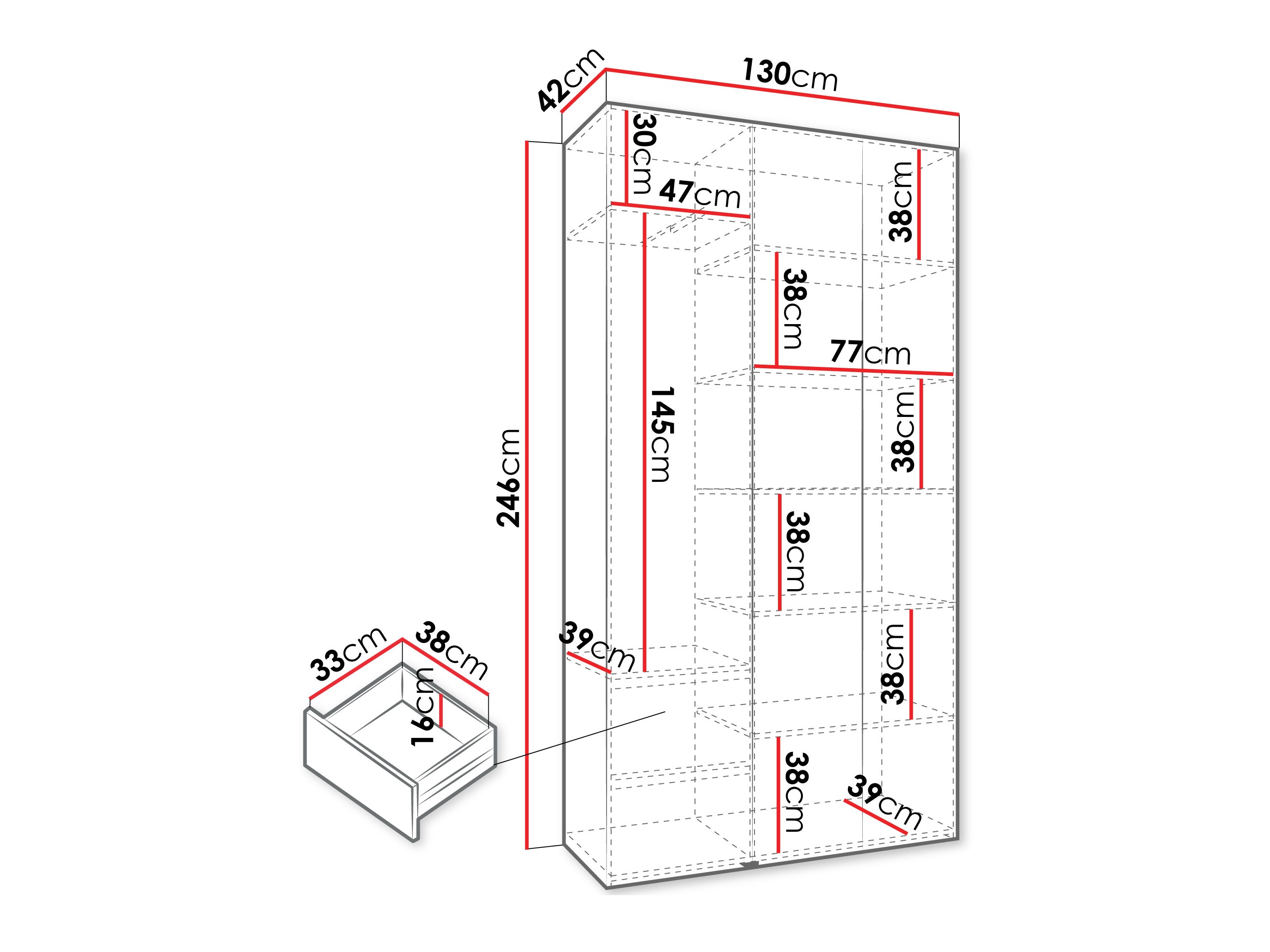 Riidekapp Hartford 563 (Valge)