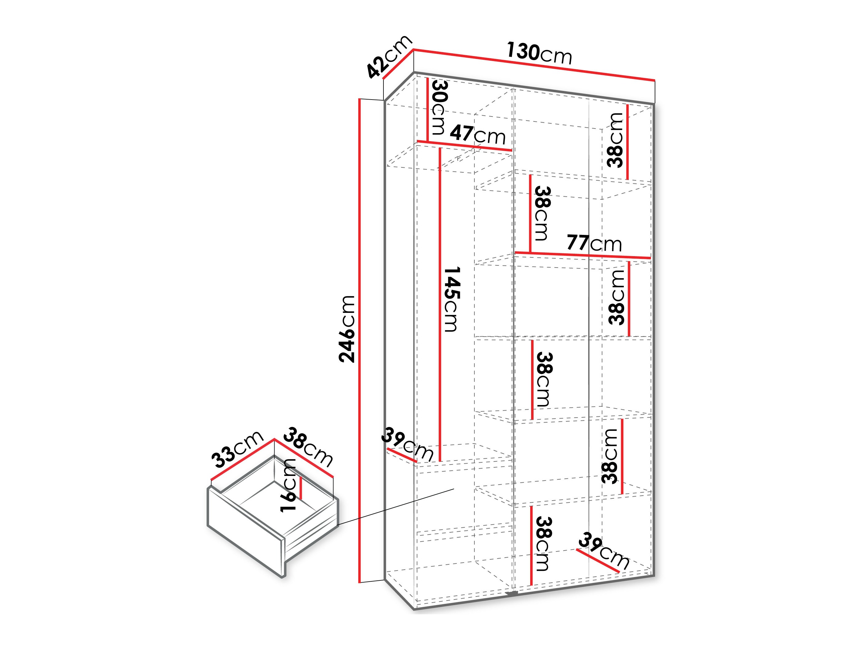 Riidekapp Hartford 563 (Valge)