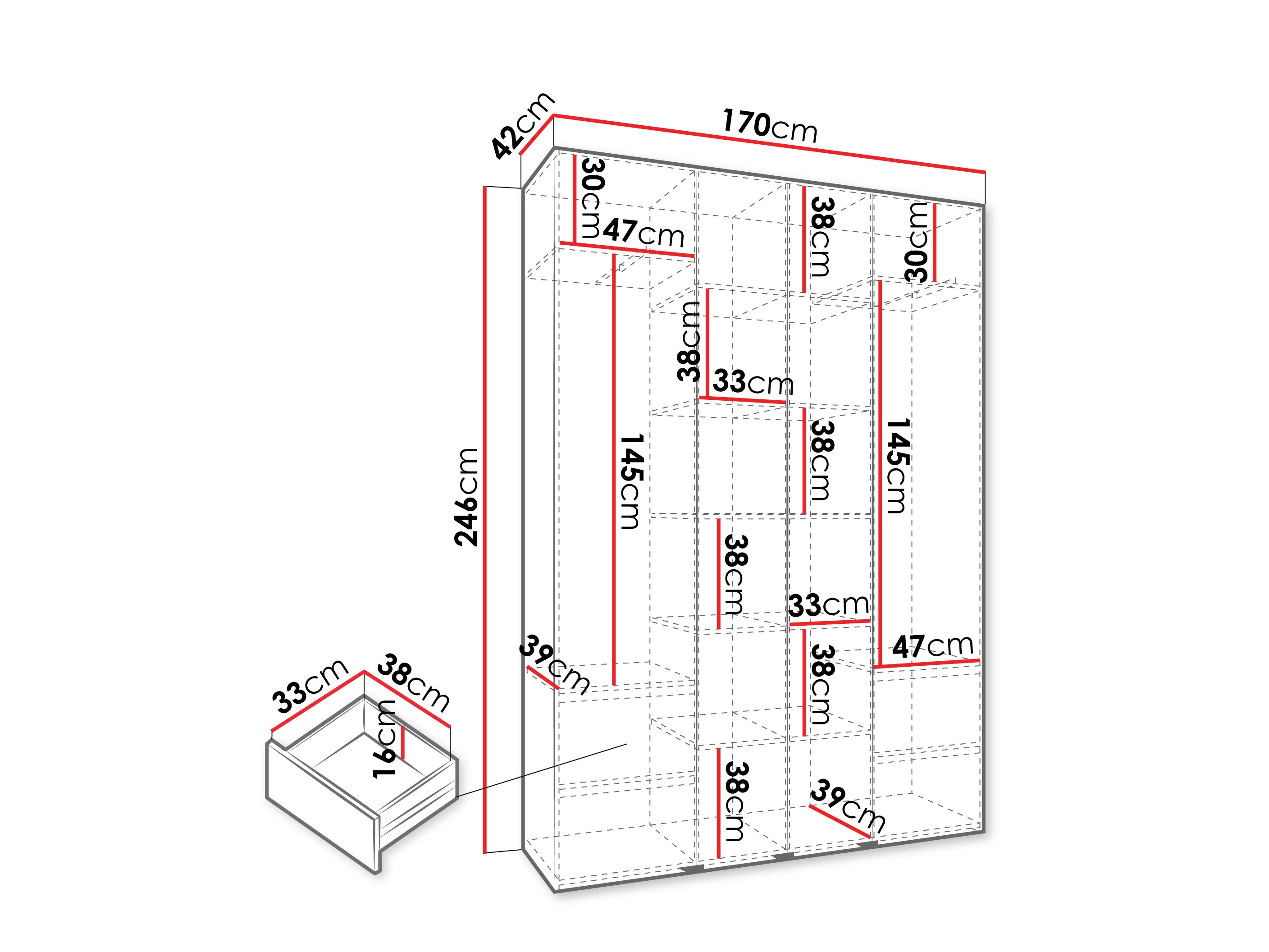 Riidekapp Hartford 564 (Valge)