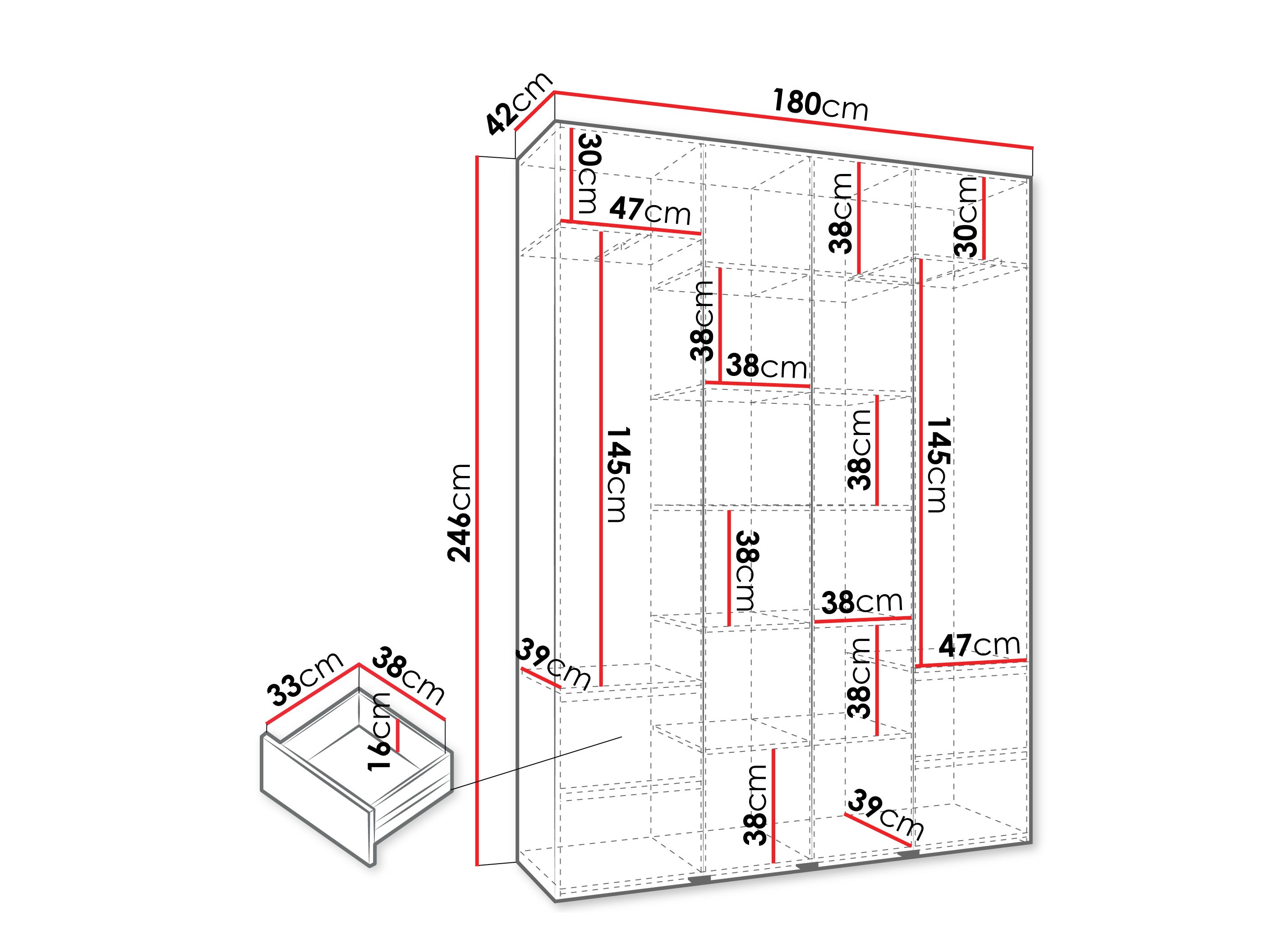 Riidekapp Hartford 564 (Valge)