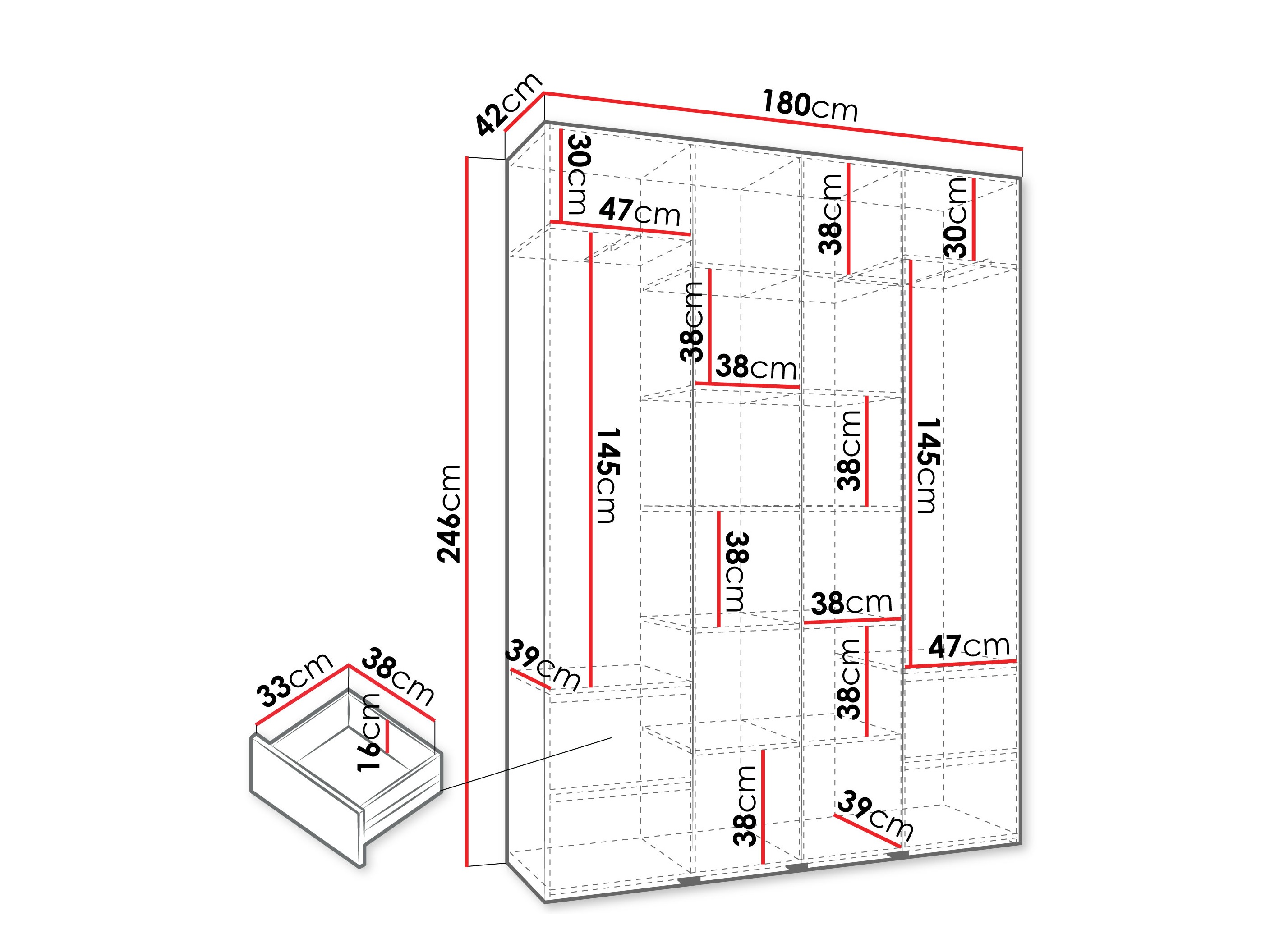 Riidekapp Hartford 564 (Valge)