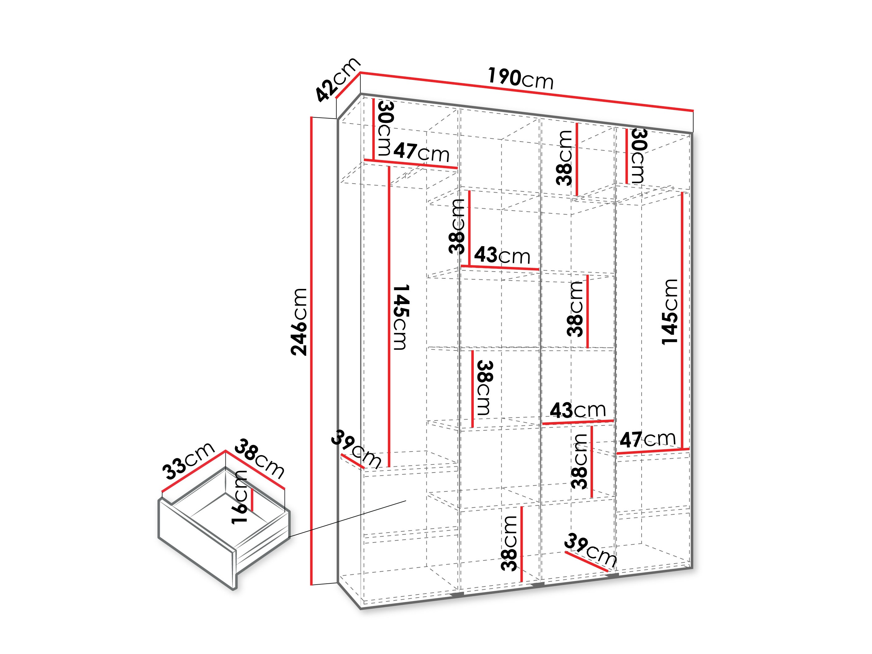 Riidekapp Hartford 564 (Valge)