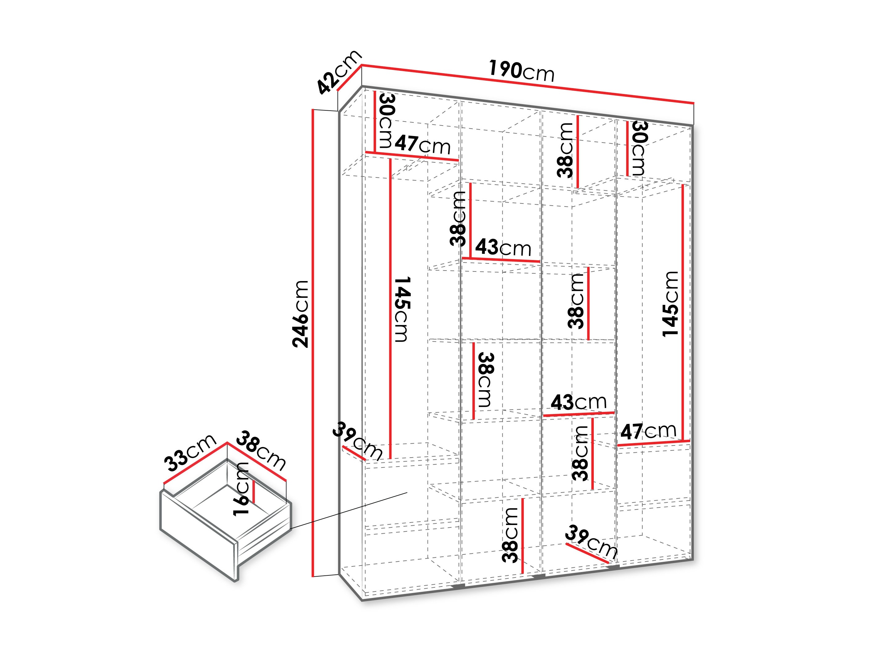 Riidekapp Hartford 564 (Valge)