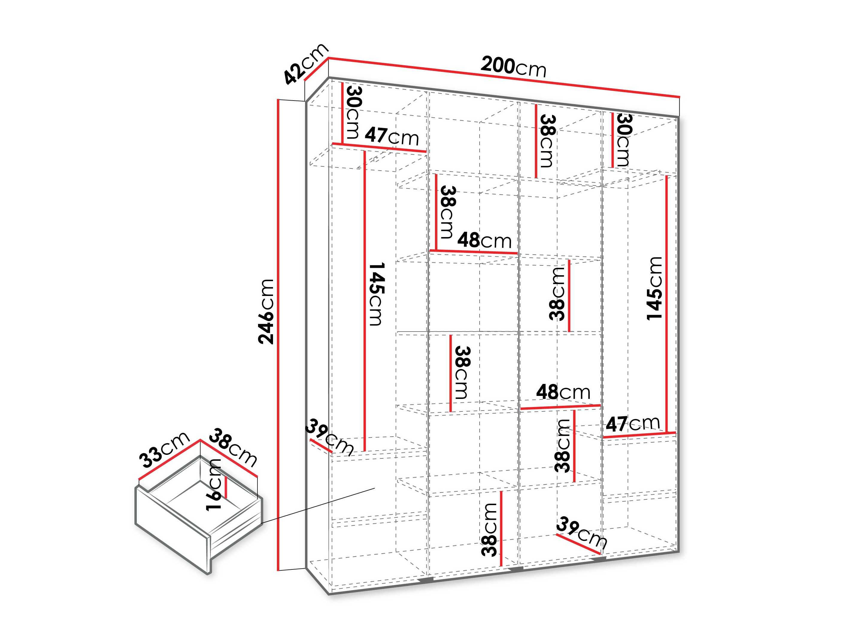 Riidekapp Hartford 564 (Valge)
