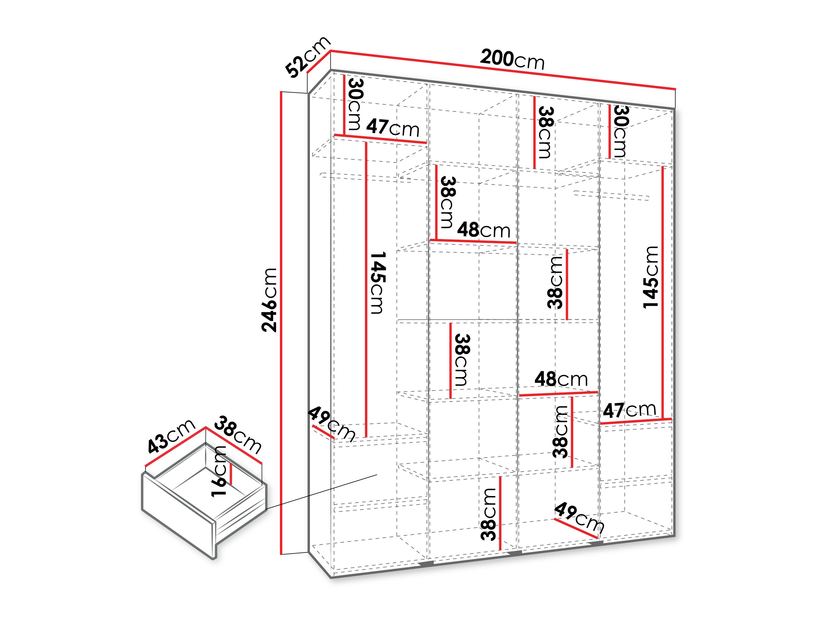 Riidekapp Hartford 564 (Valge)