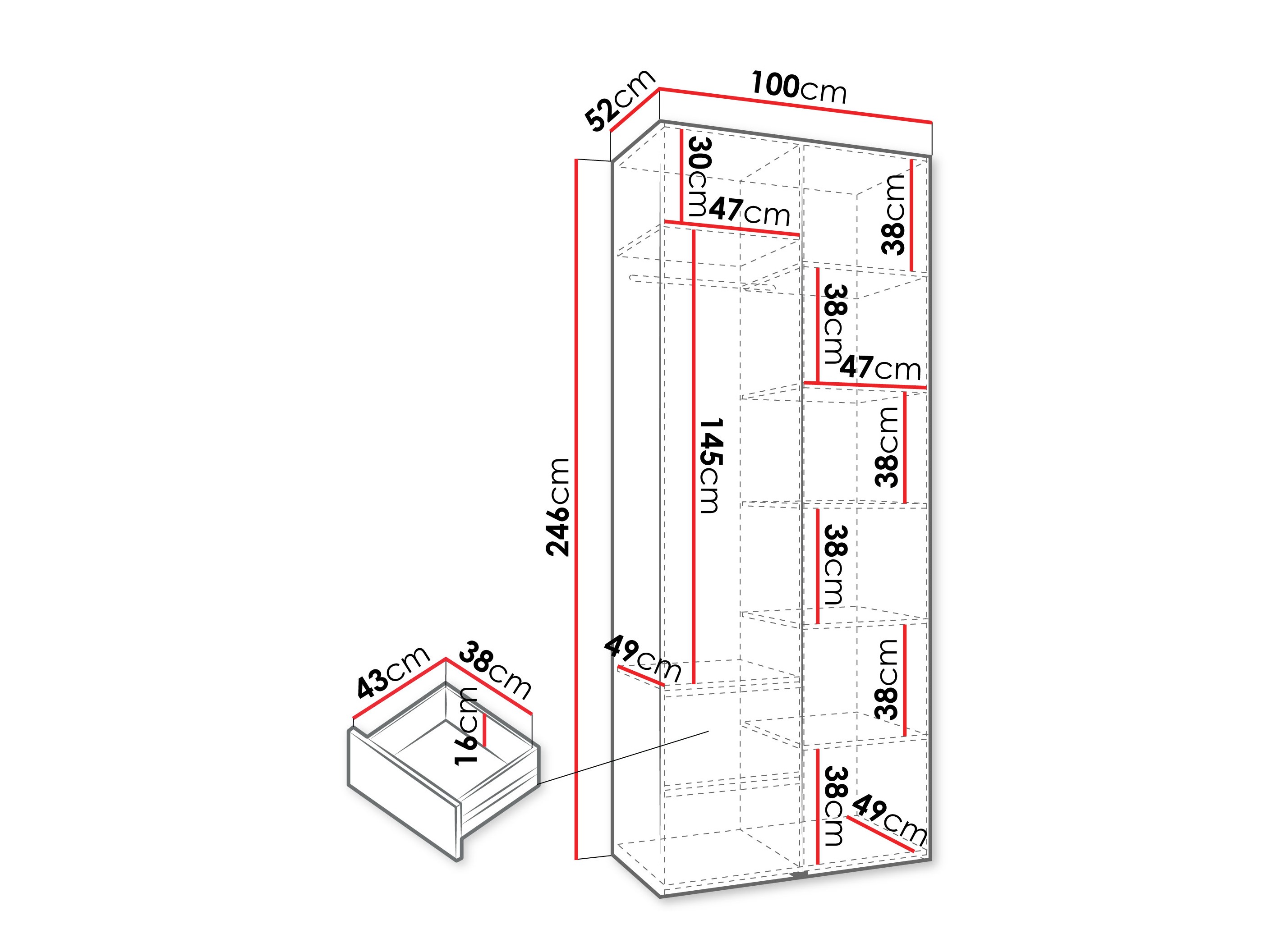 Riidekapp Hartford 569 (Valge)
