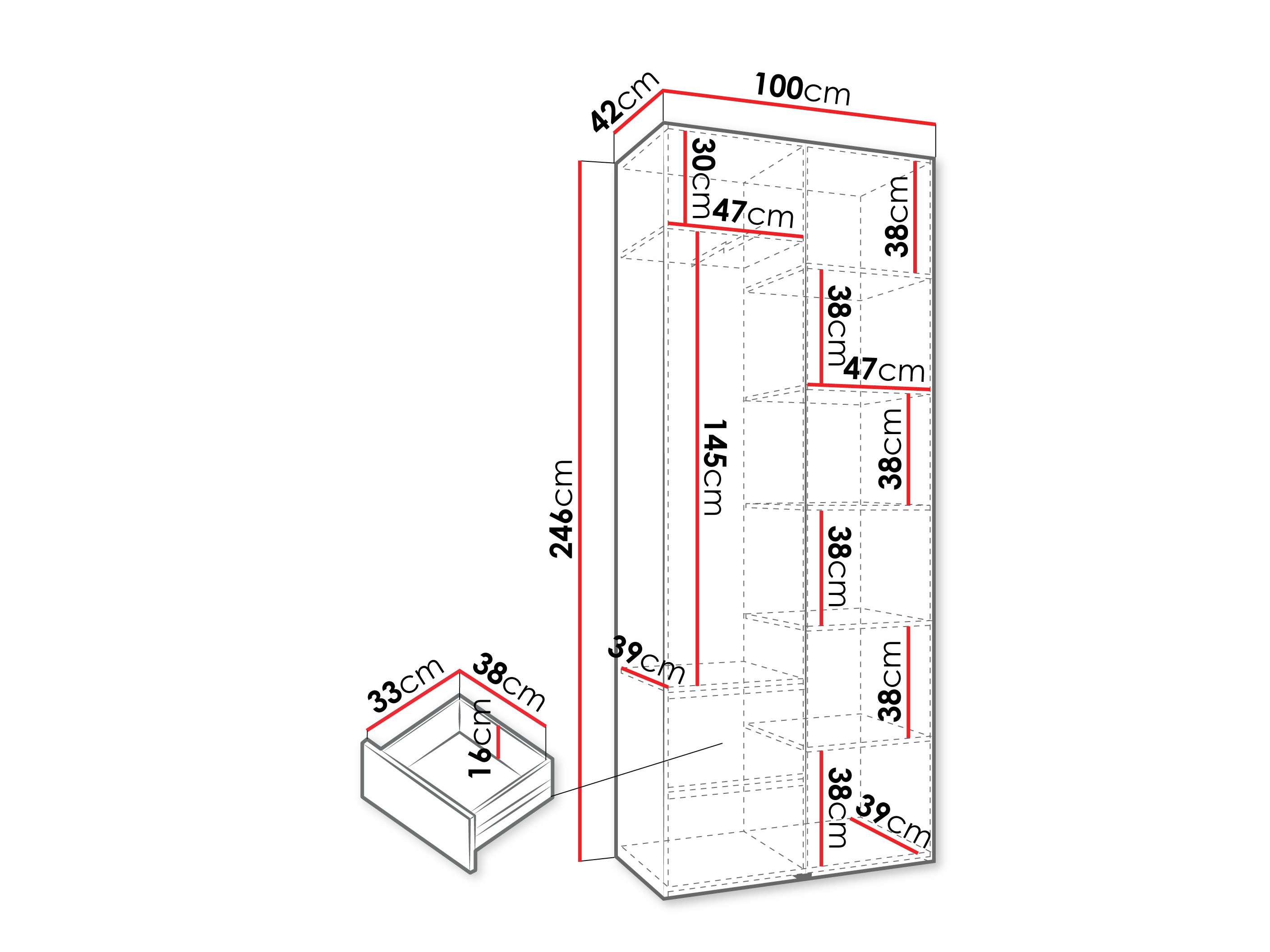 Riidekapp Hartford 569 (Valge)