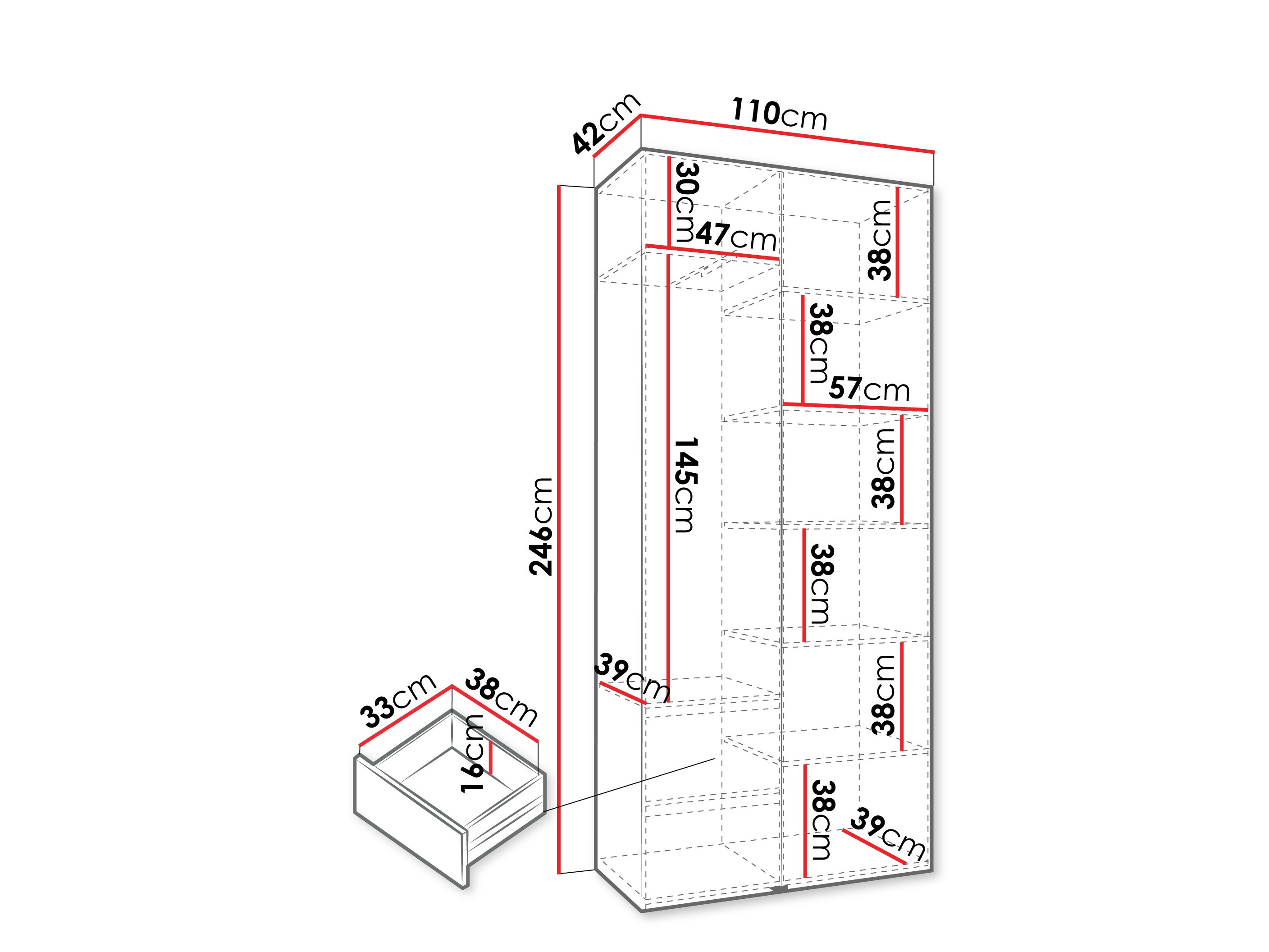Riidekapp Hartford 569 (Valge)