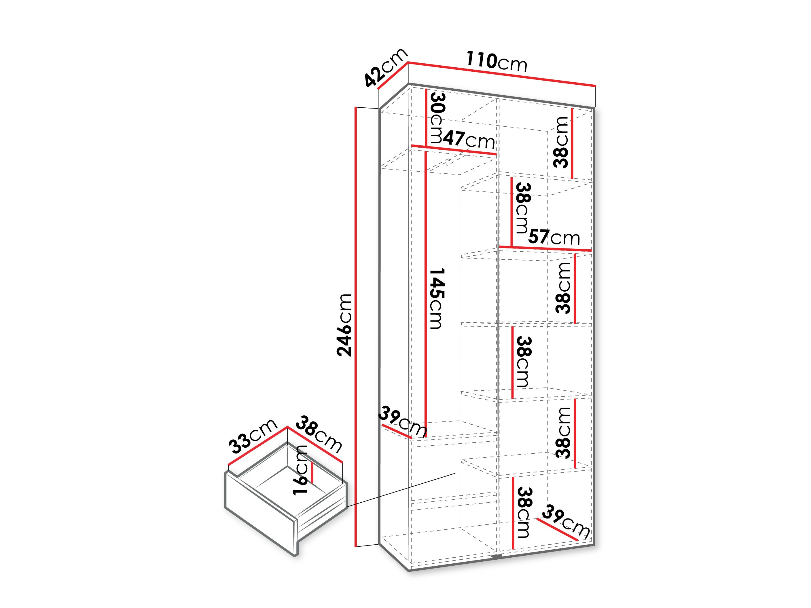 Riidekapp Hartford 569 (Valge)
