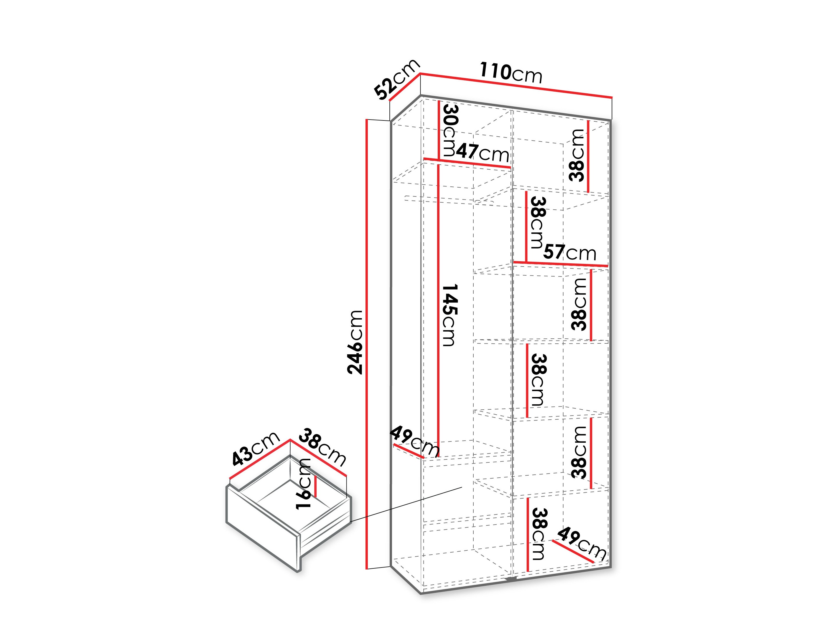 Riidekapp Hartford 569 (Valge)