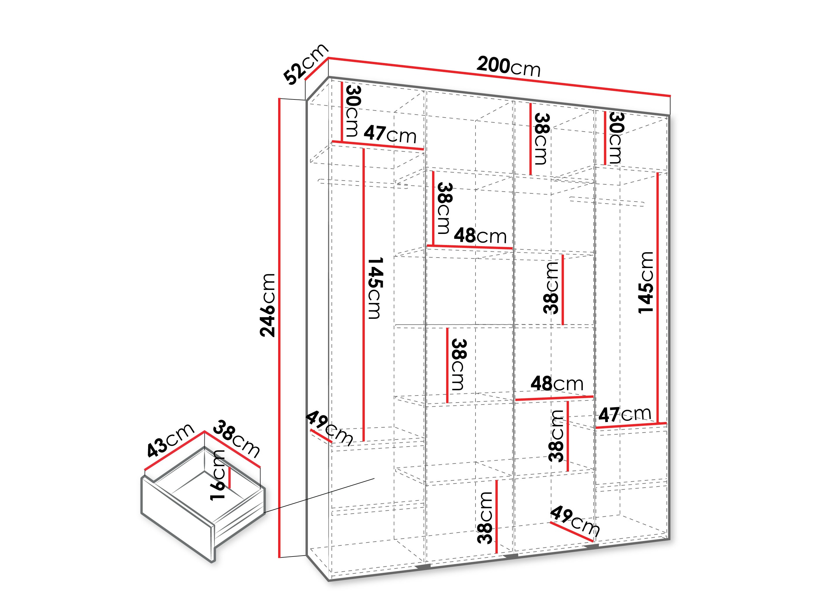 Riidekapp Hartford 570 (Kašmiir)
