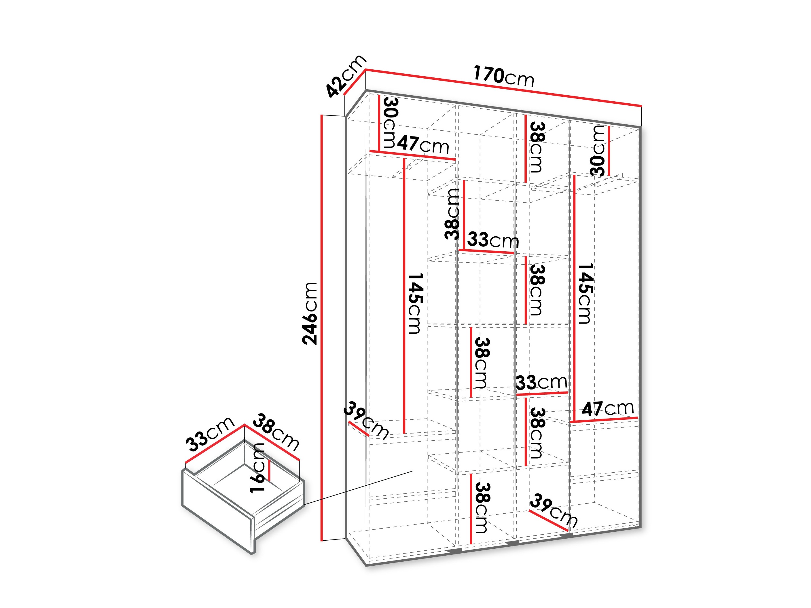 Riidekapp Hartford 570 (Valge)