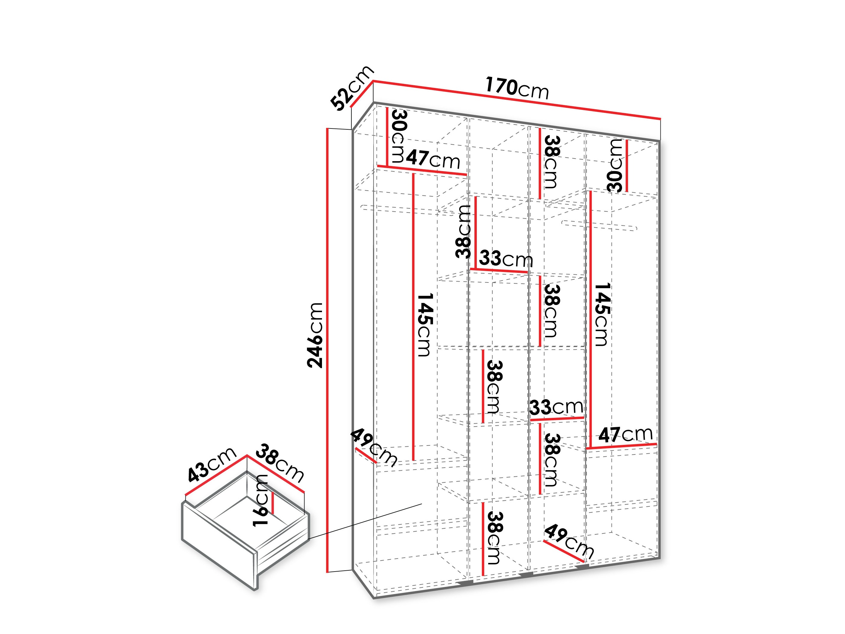 Riidekapp Hartford 570 (Valge)
