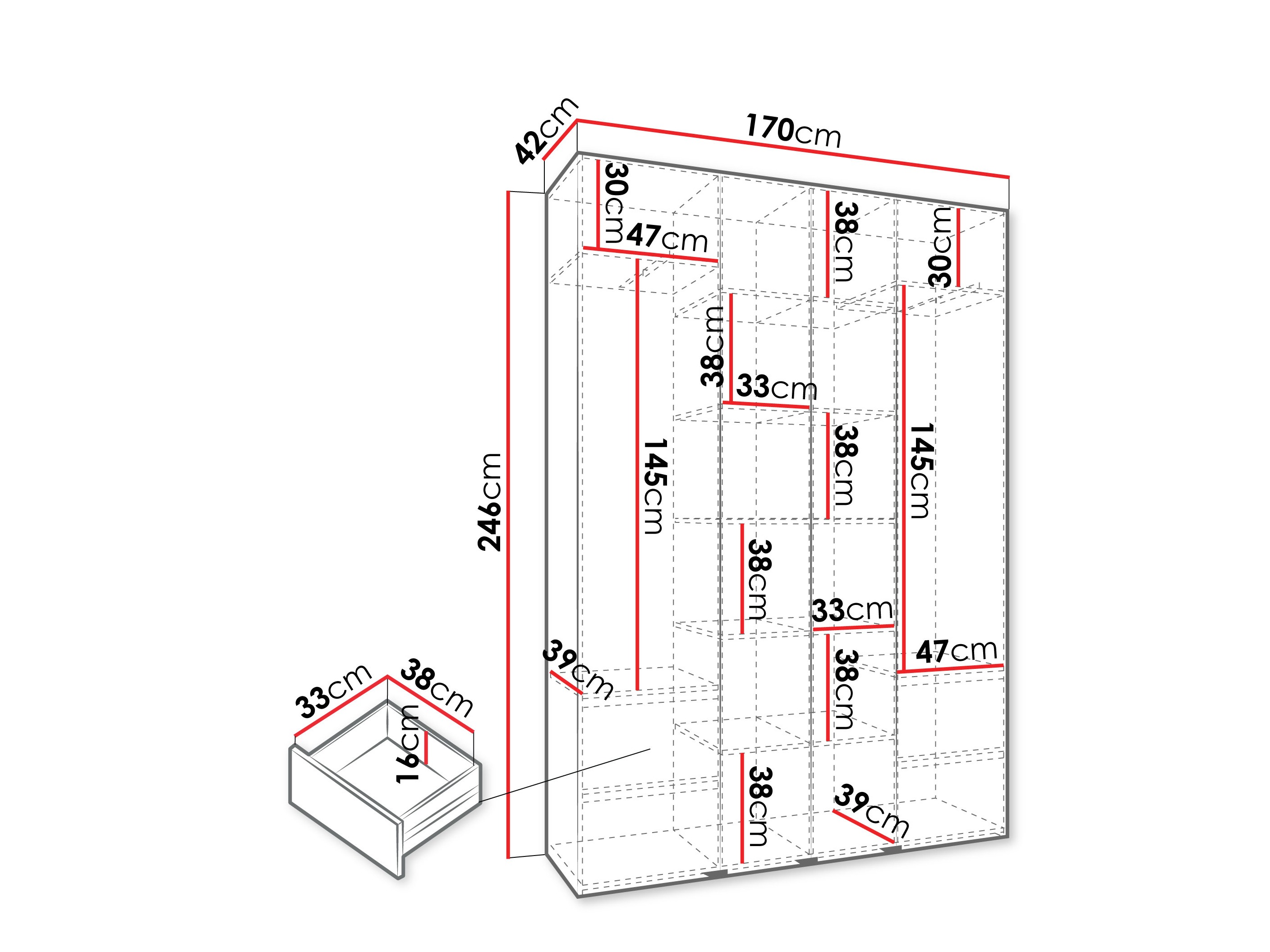 Riidekapp Hartford 570 (Valge)