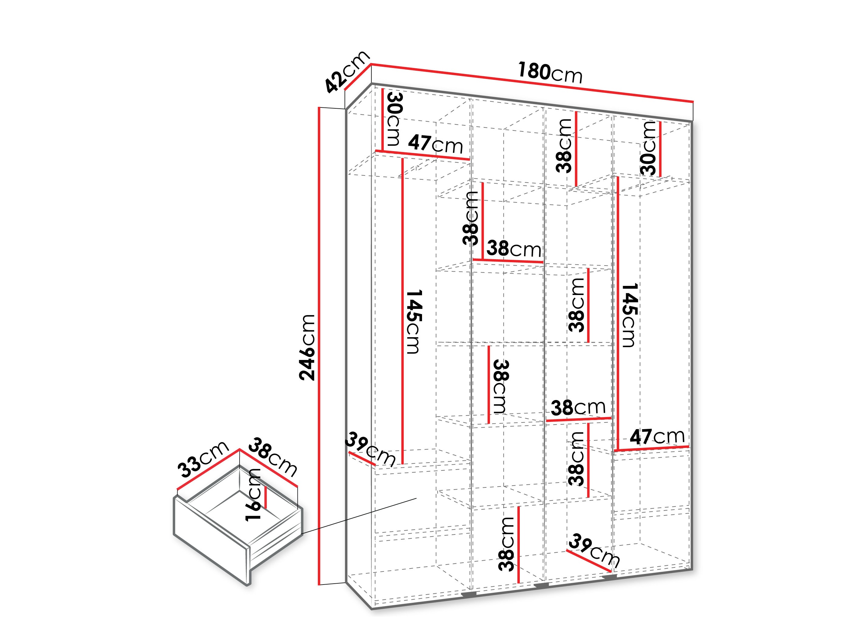 Riidekapp Hartford 570 (Valge)