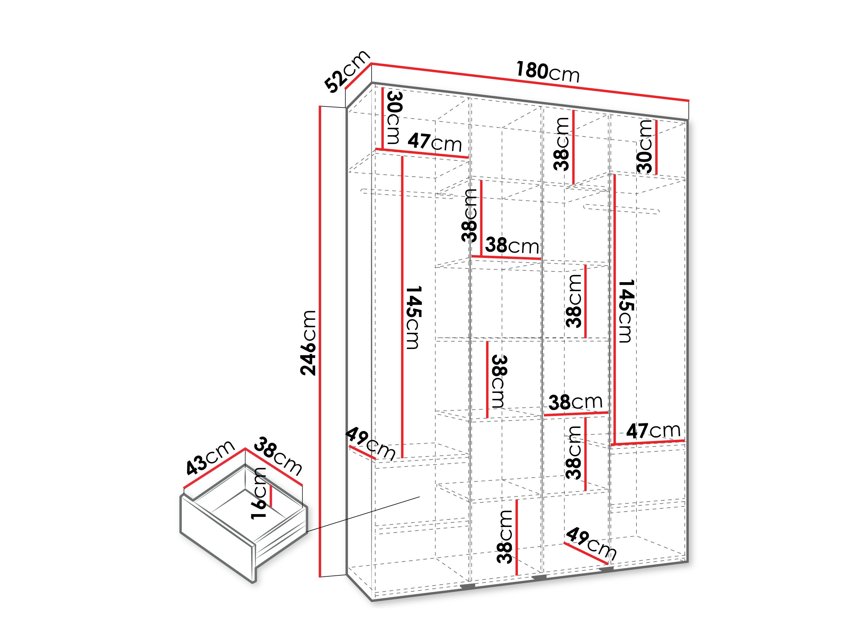 Riidekapp Hartford 570 (Valge)