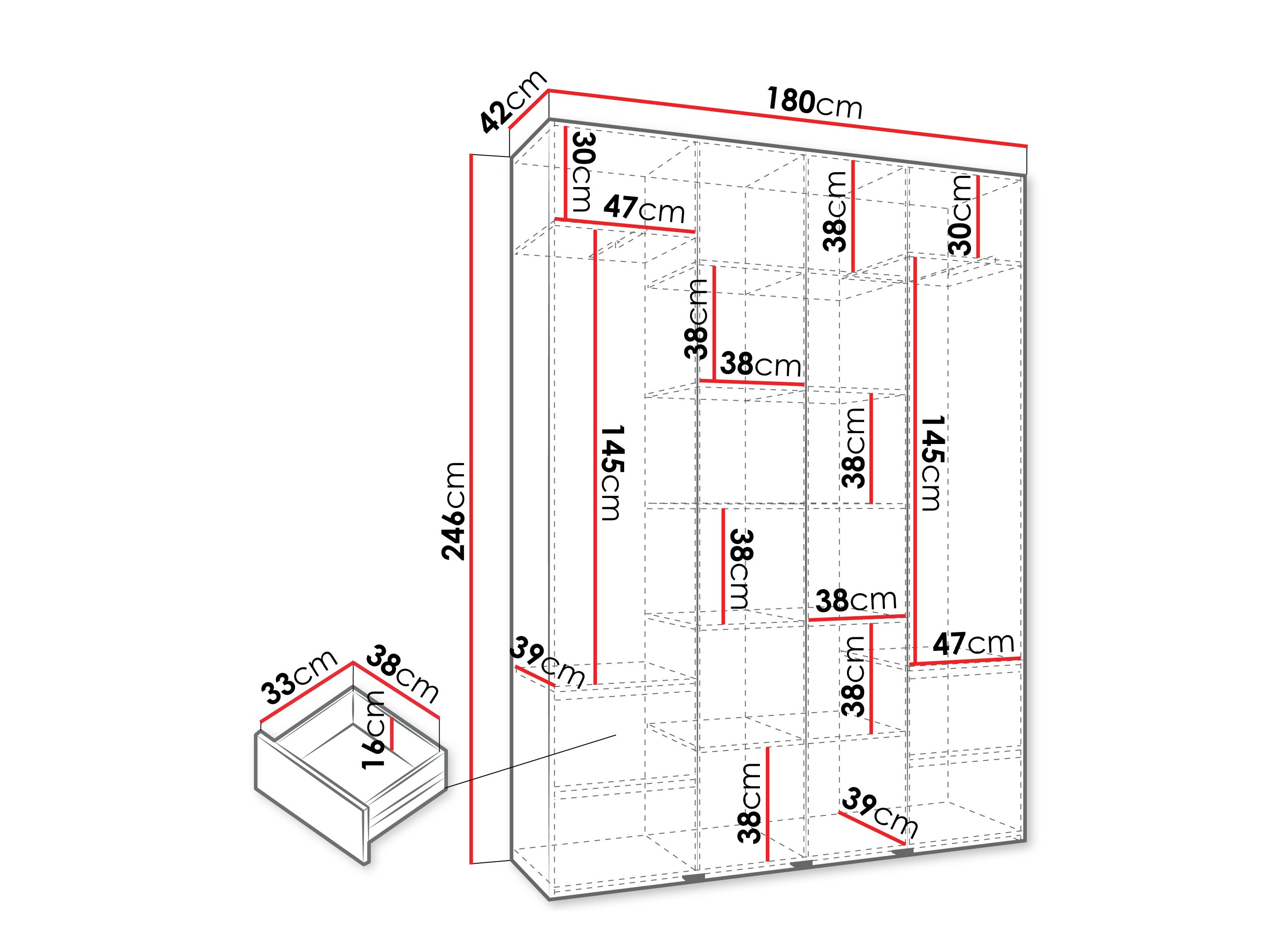 Riidekapp Hartford 570 (Valge)