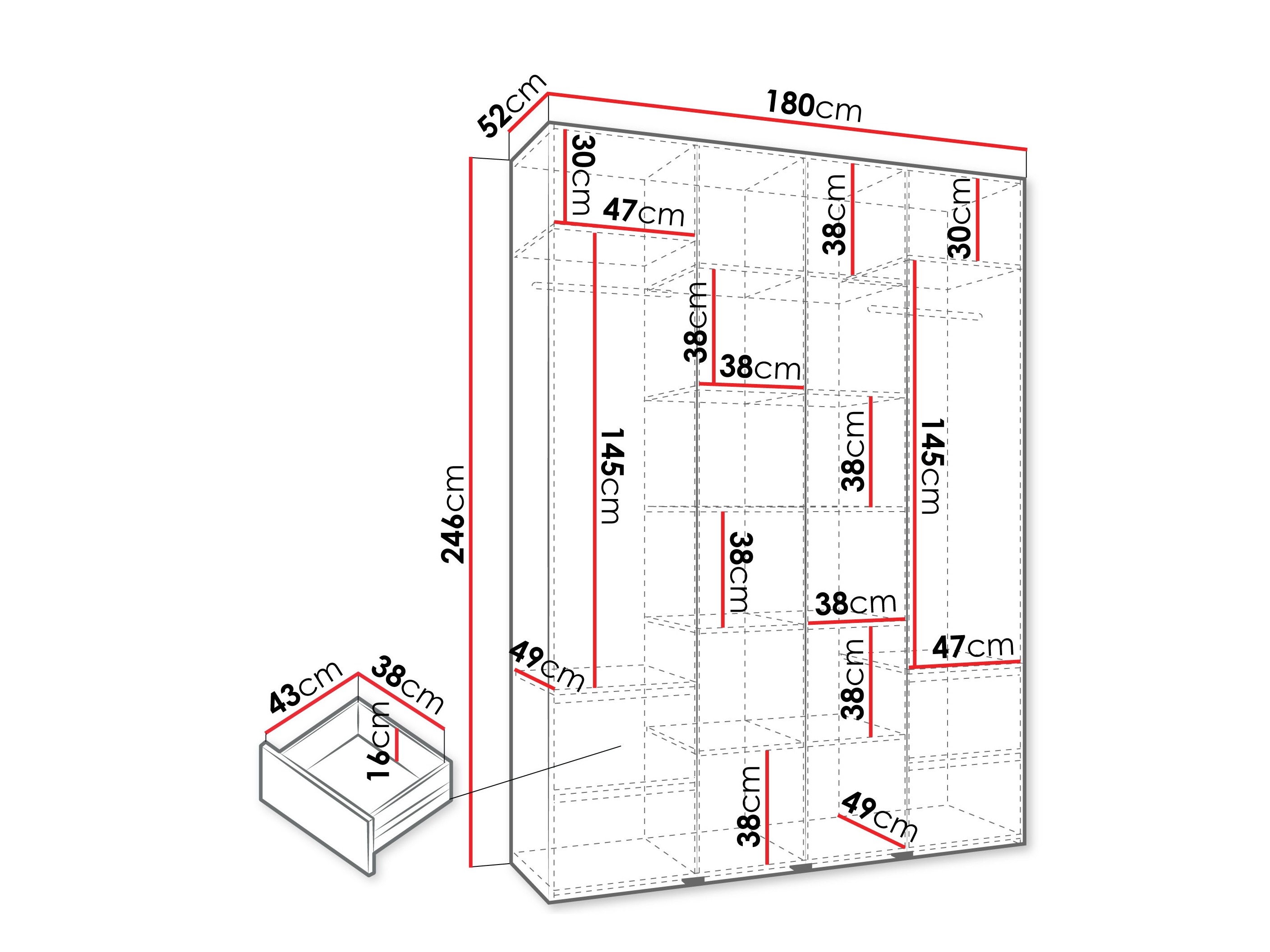 Riidekapp Hartford 570 (Valge)