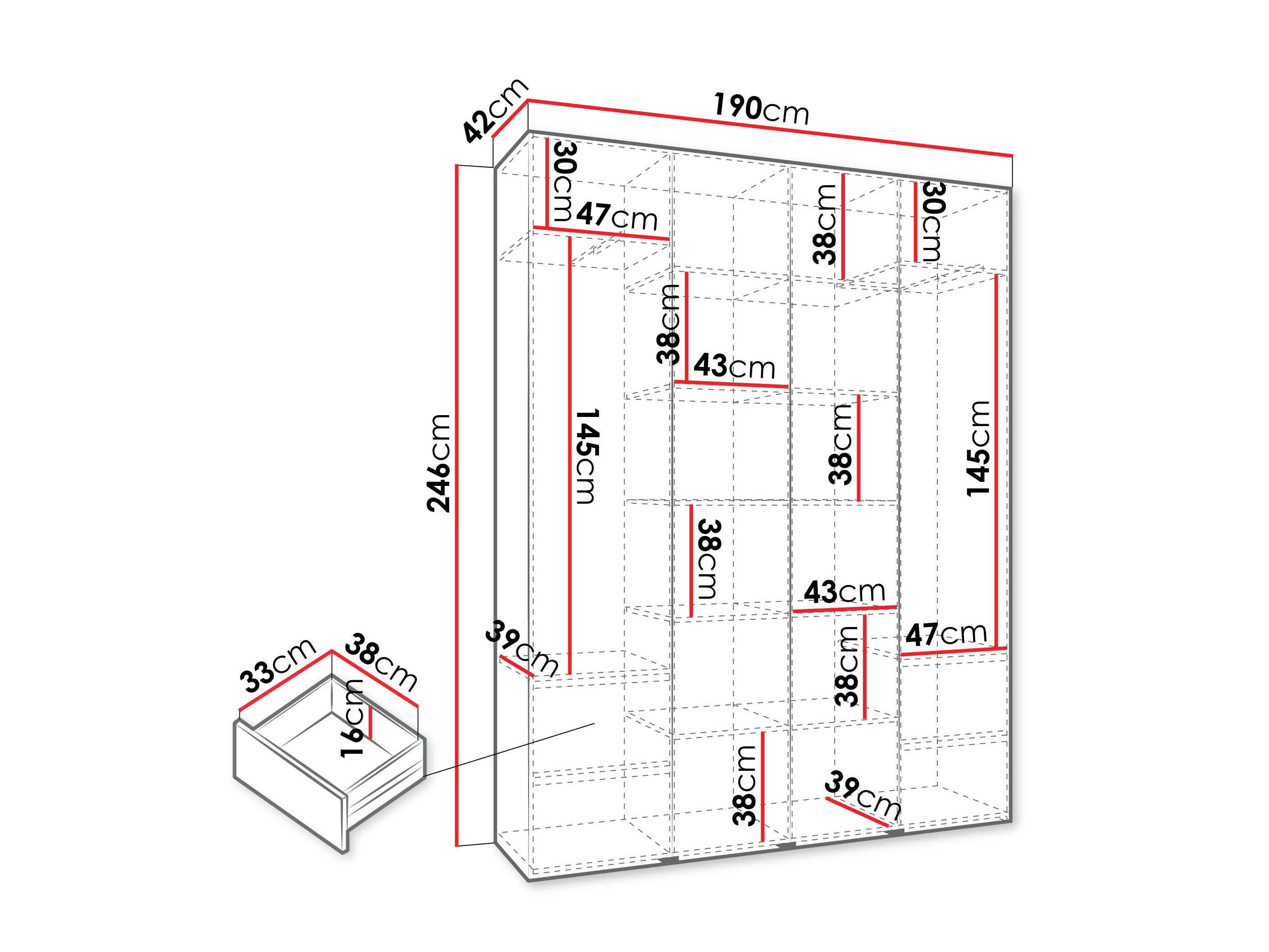 Riidekapp Hartford 570 (Valge)