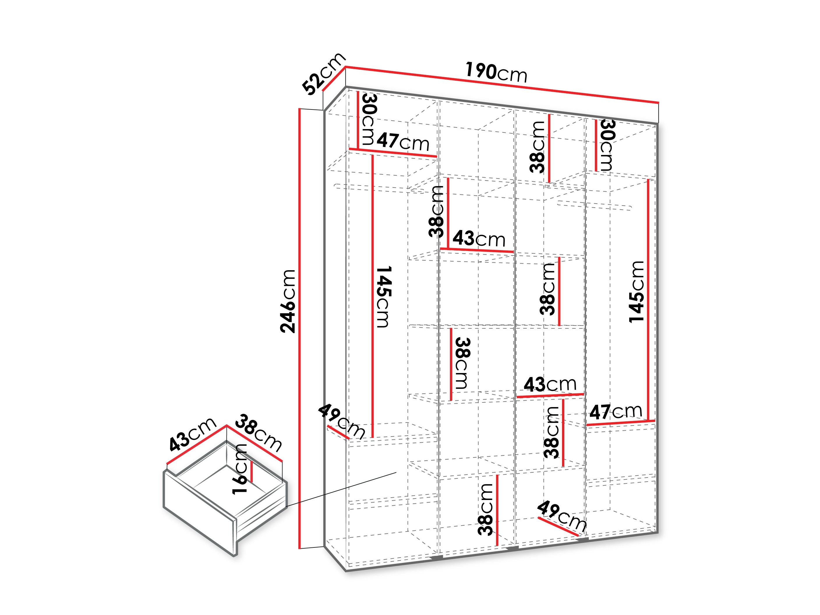 Riidekapp Hartford 570 (Valge)